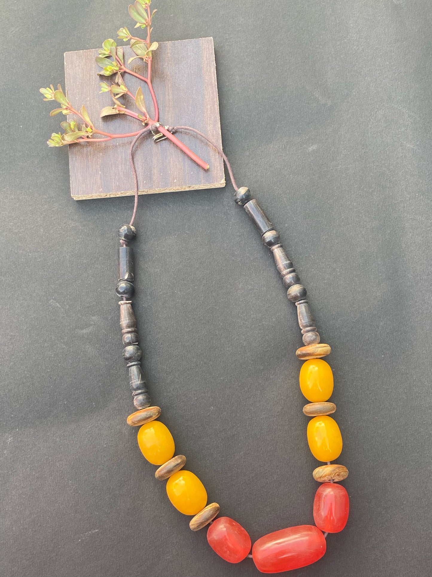 Bold Earthtone Tribal Beaded Necklace