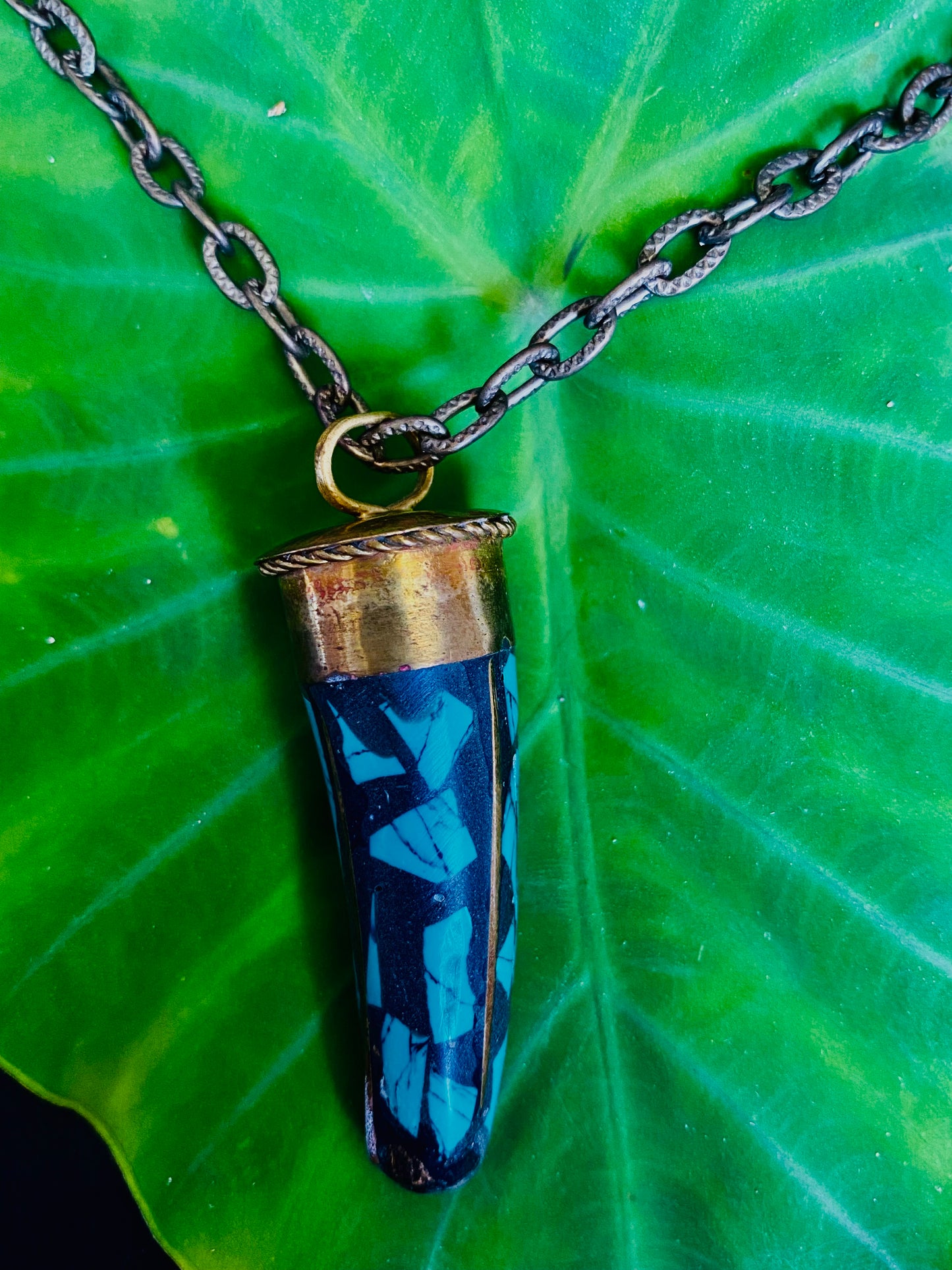 Tribal Blue Spike Pendant Necklace