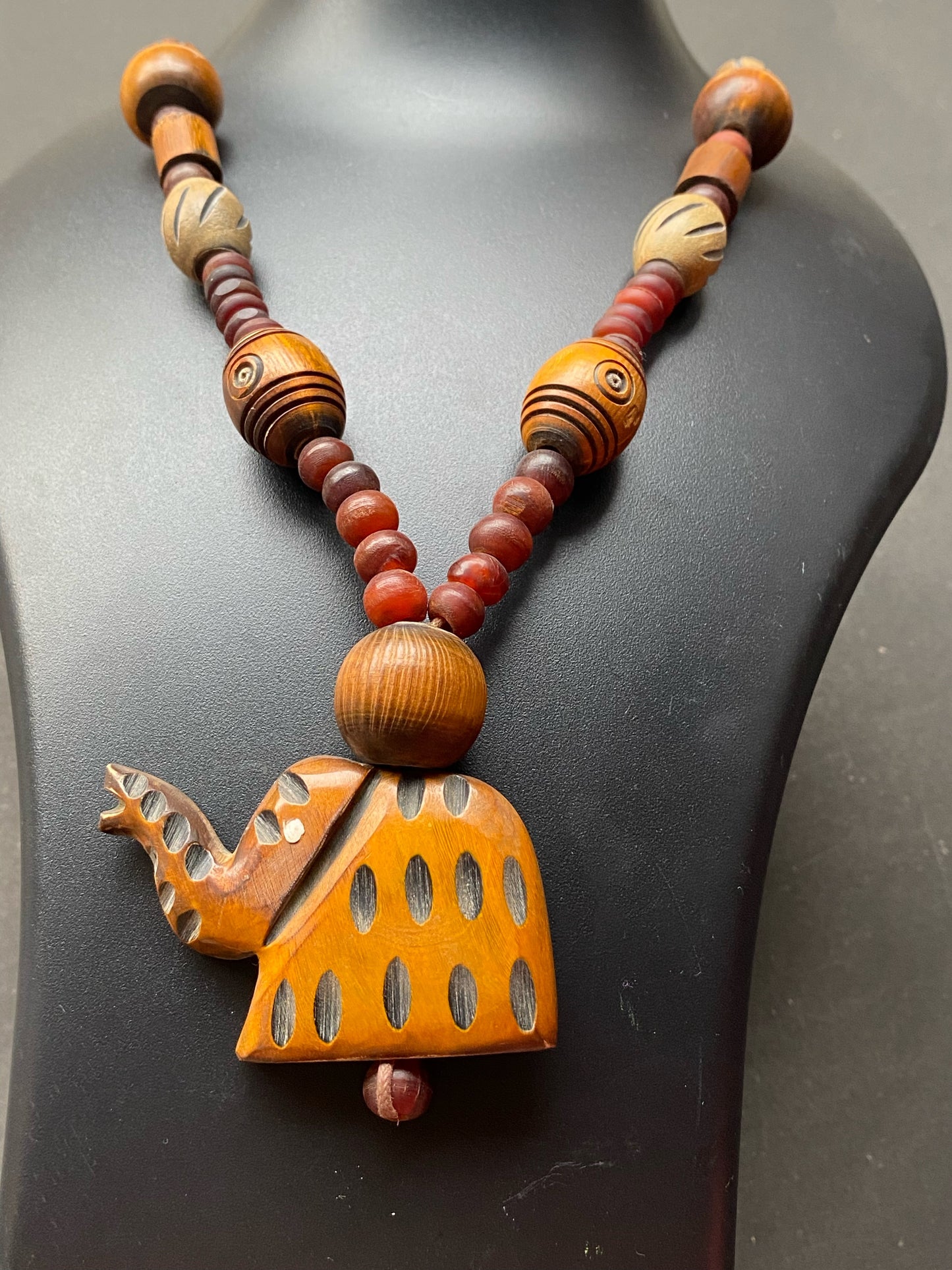 Handcrafted Wooden Elephant Pendant Necklace
