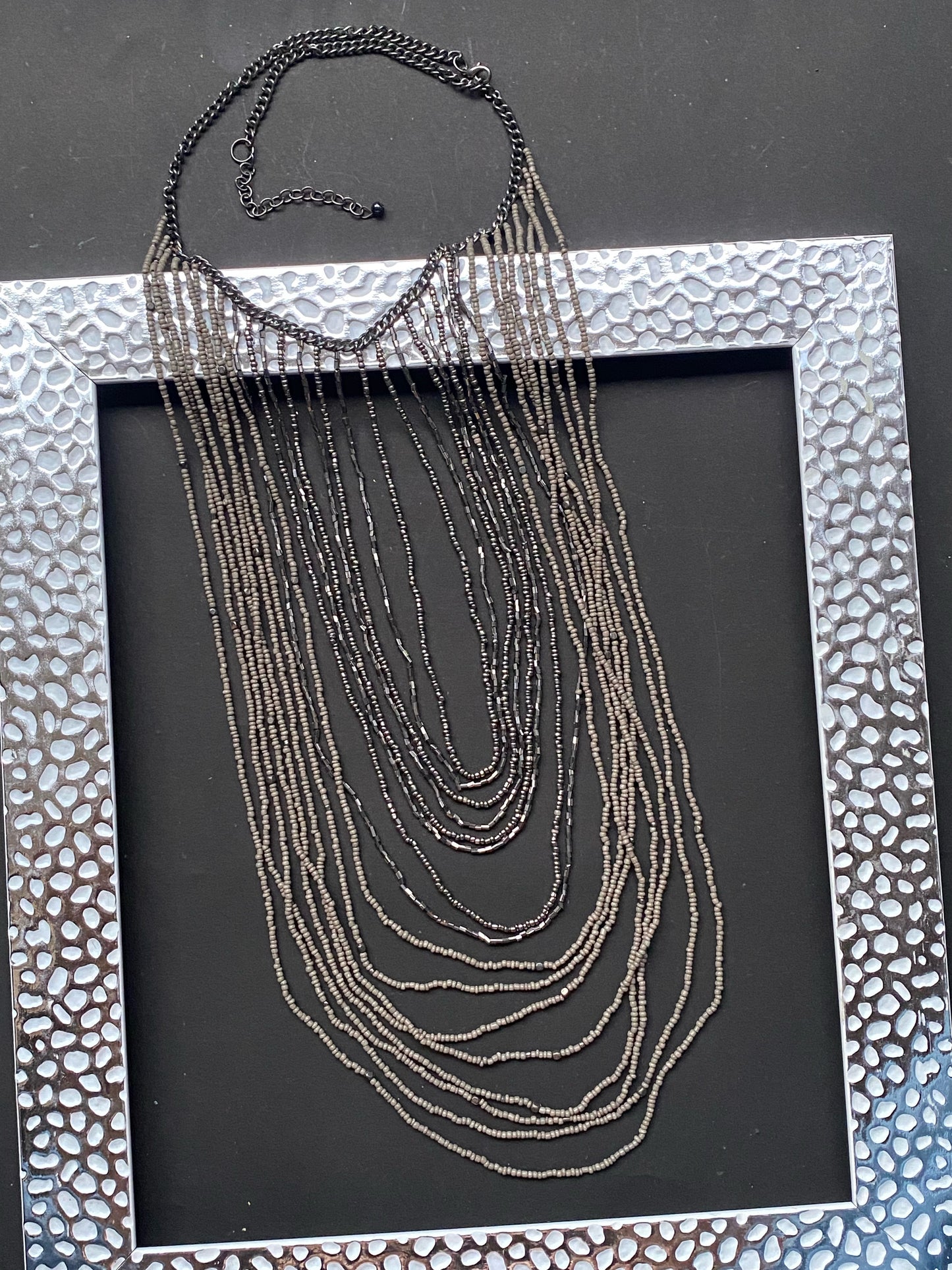 Midnight Cascade Beaded Layered Necklace