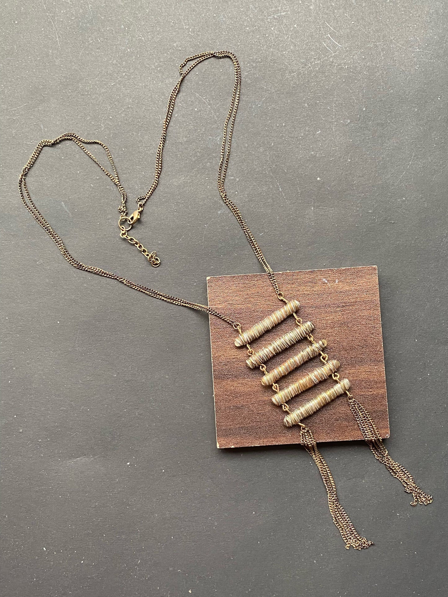 Antique Bronze Ladder Pendant Necklace