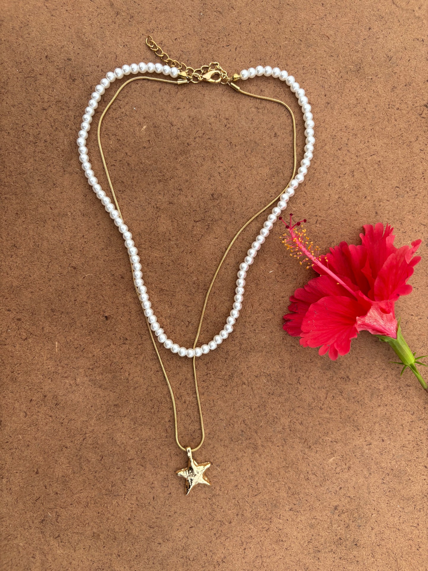Pearl & Starfish Layered Necklace