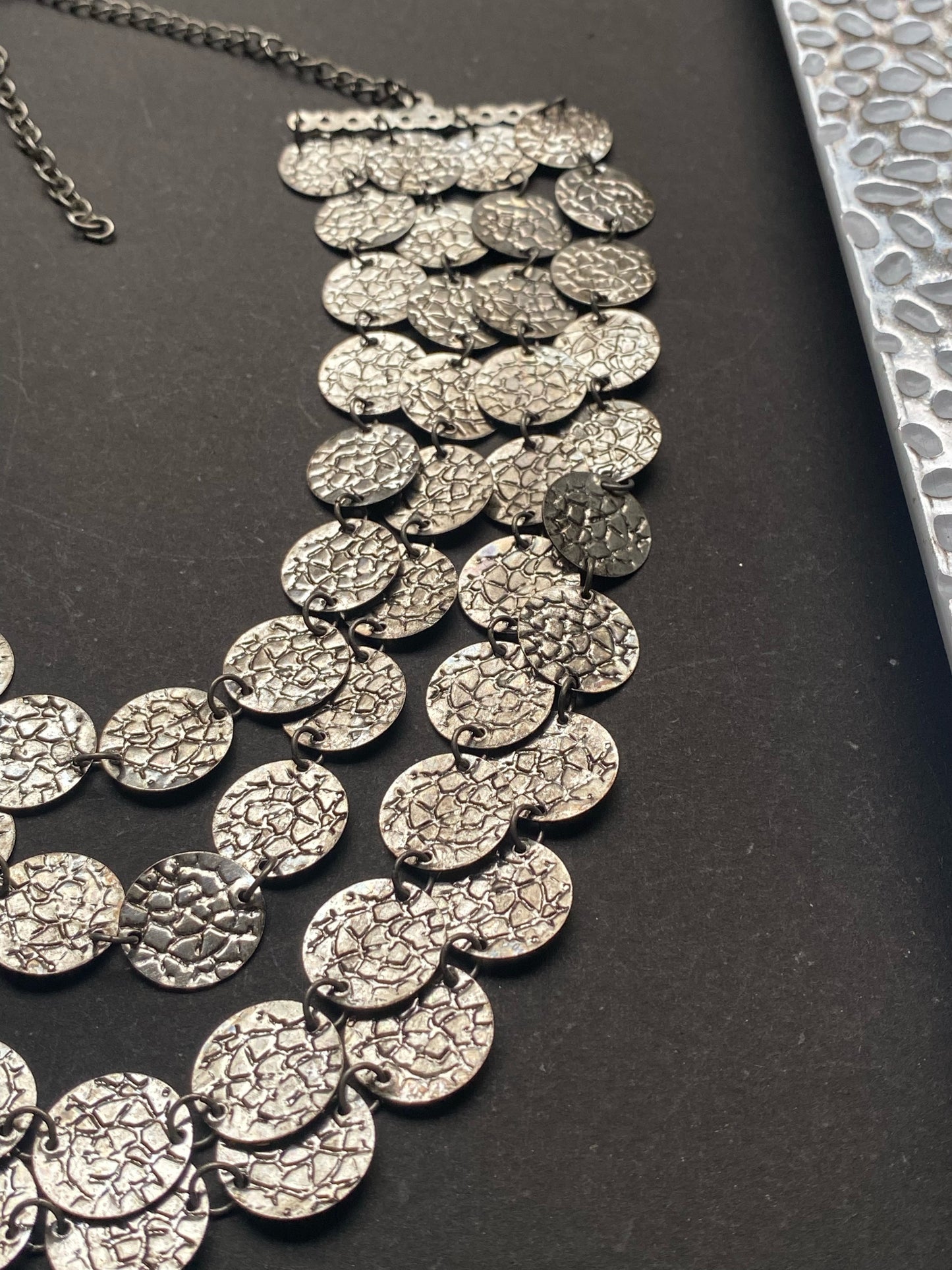Handcrafted Silver-Toned Coin Statement Necklace