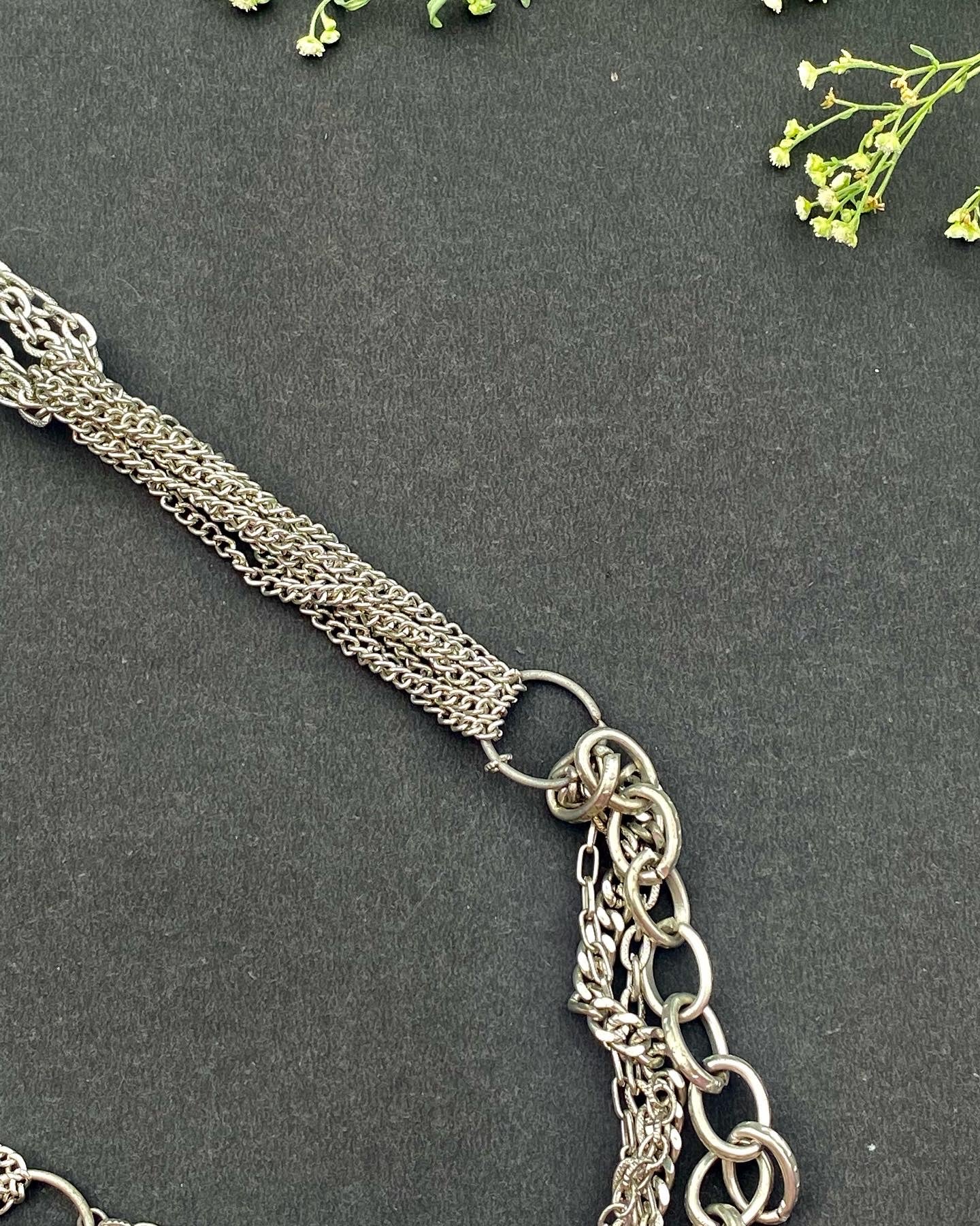 Layered Silver-Tone Chain Statement Necklace