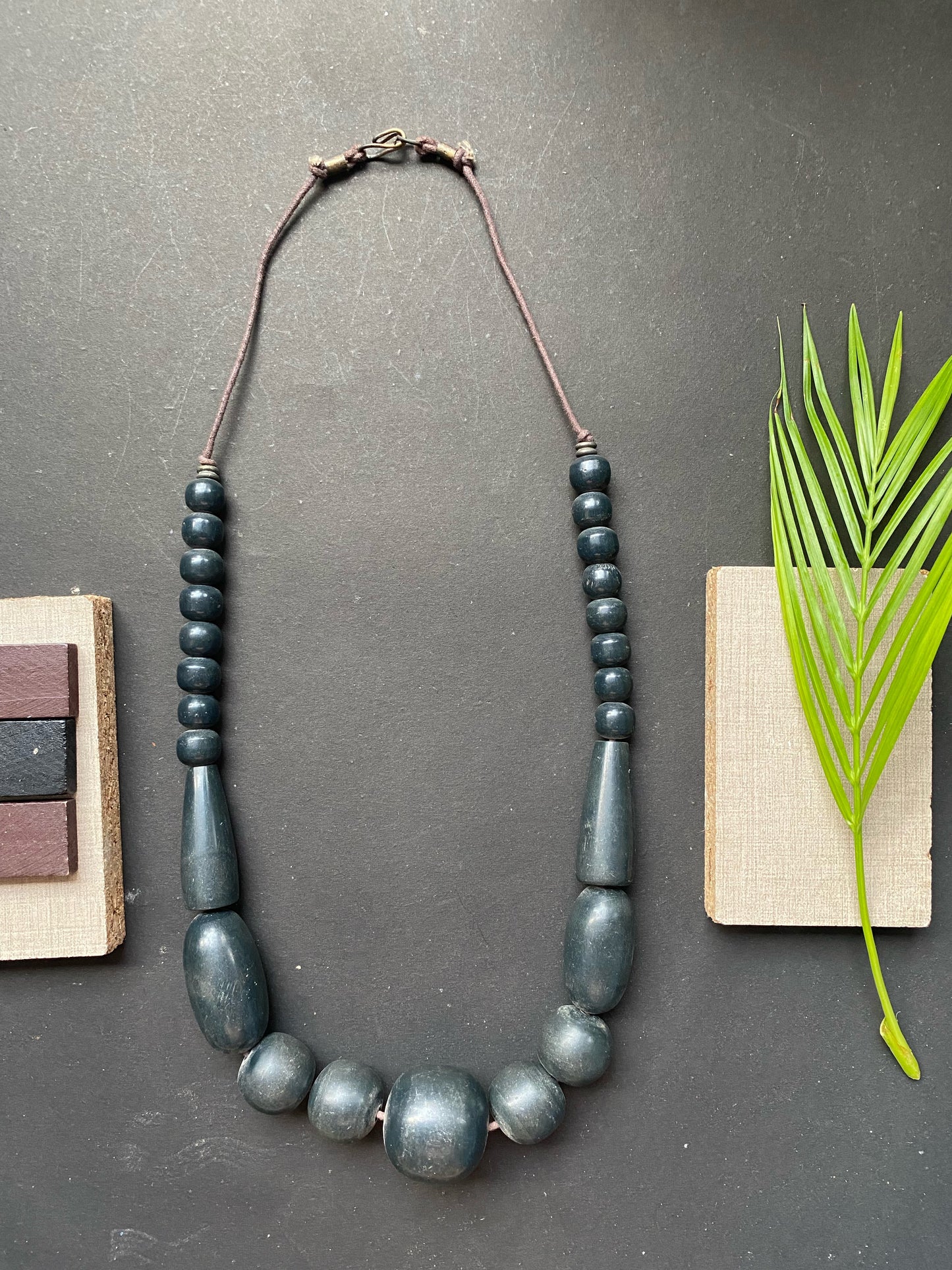 Handcrafted Ebony Bead Statement Necklace
