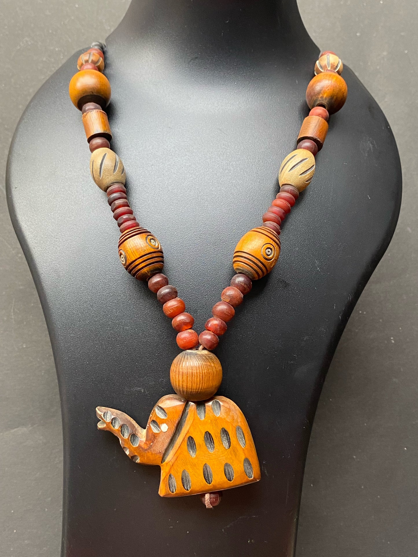 Handcrafted Wooden Elephant Pendant Necklace