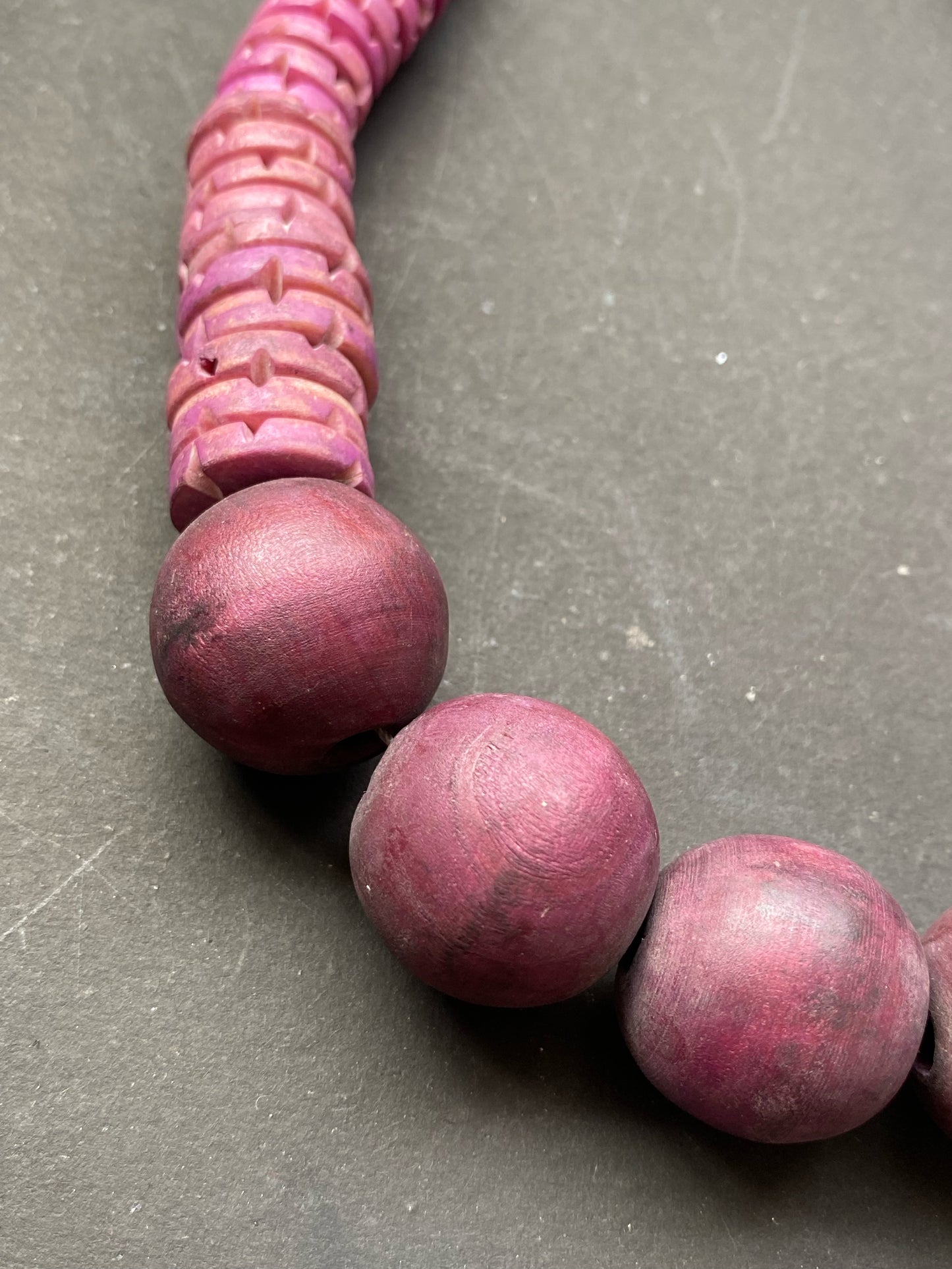 Handcrafted Pink Wooden & Shell Bead Necklace