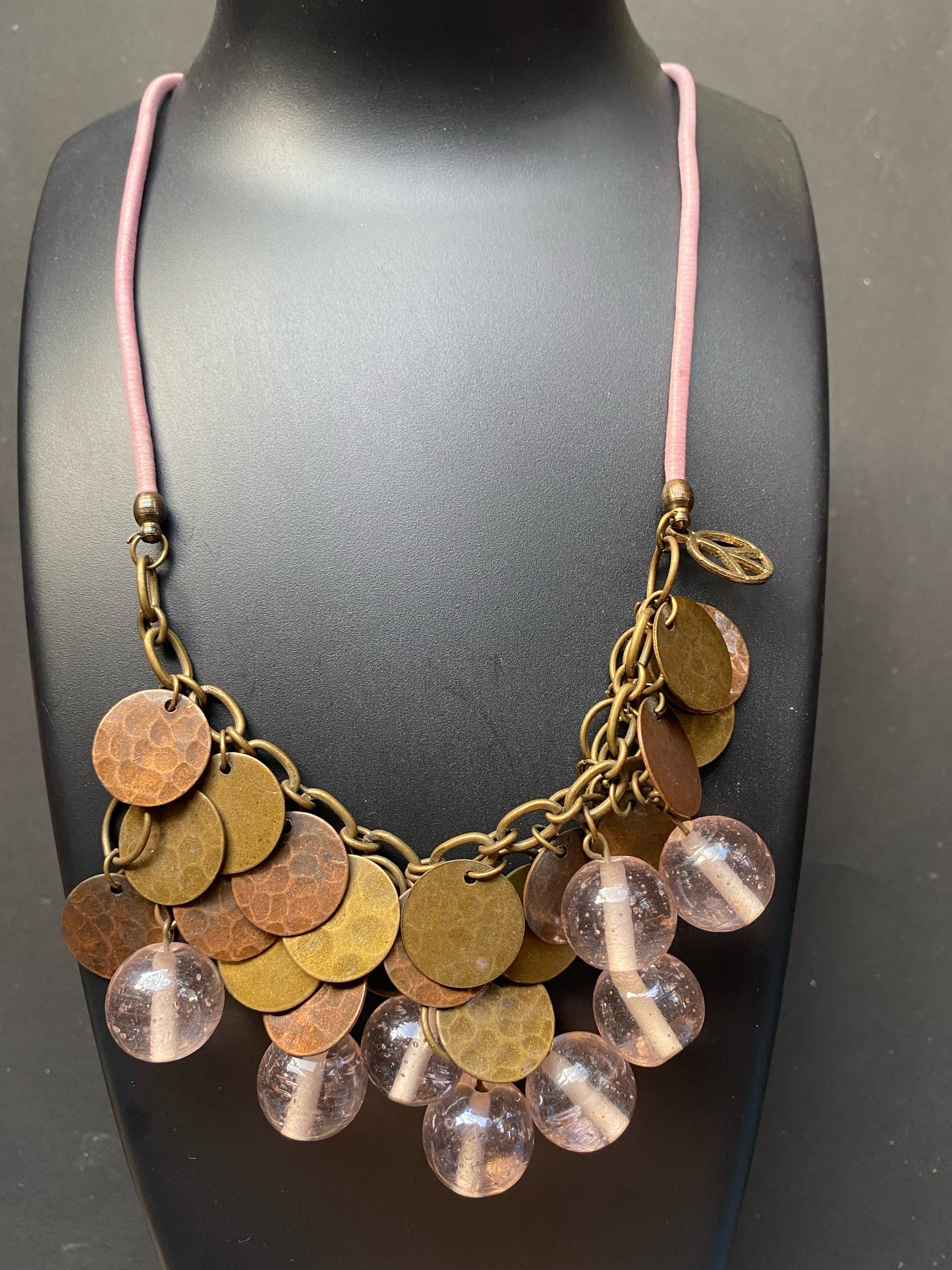 Rustic Charm Disc & Bead Statement Necklace