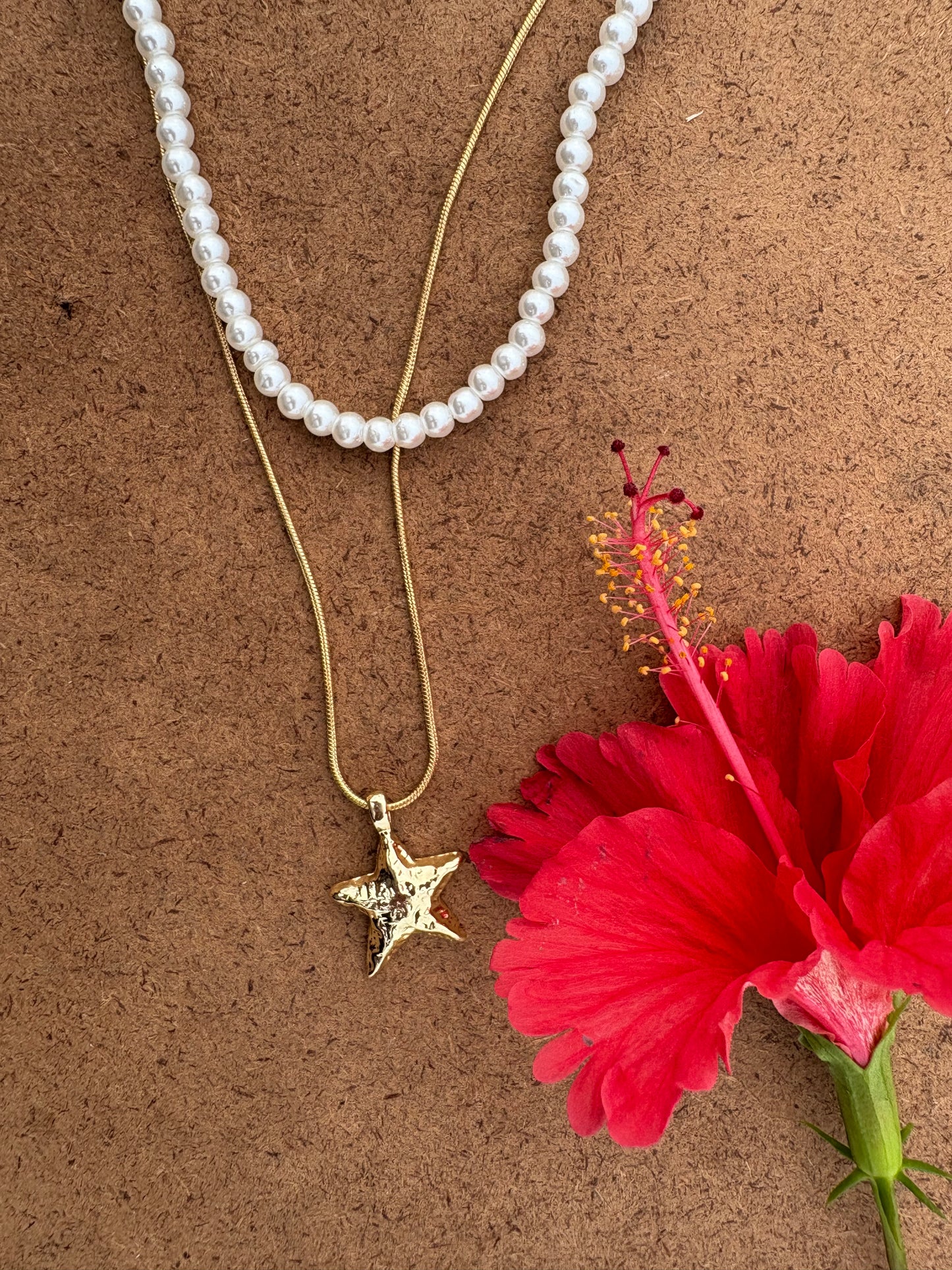 Pearl & Starfish Layered Necklace