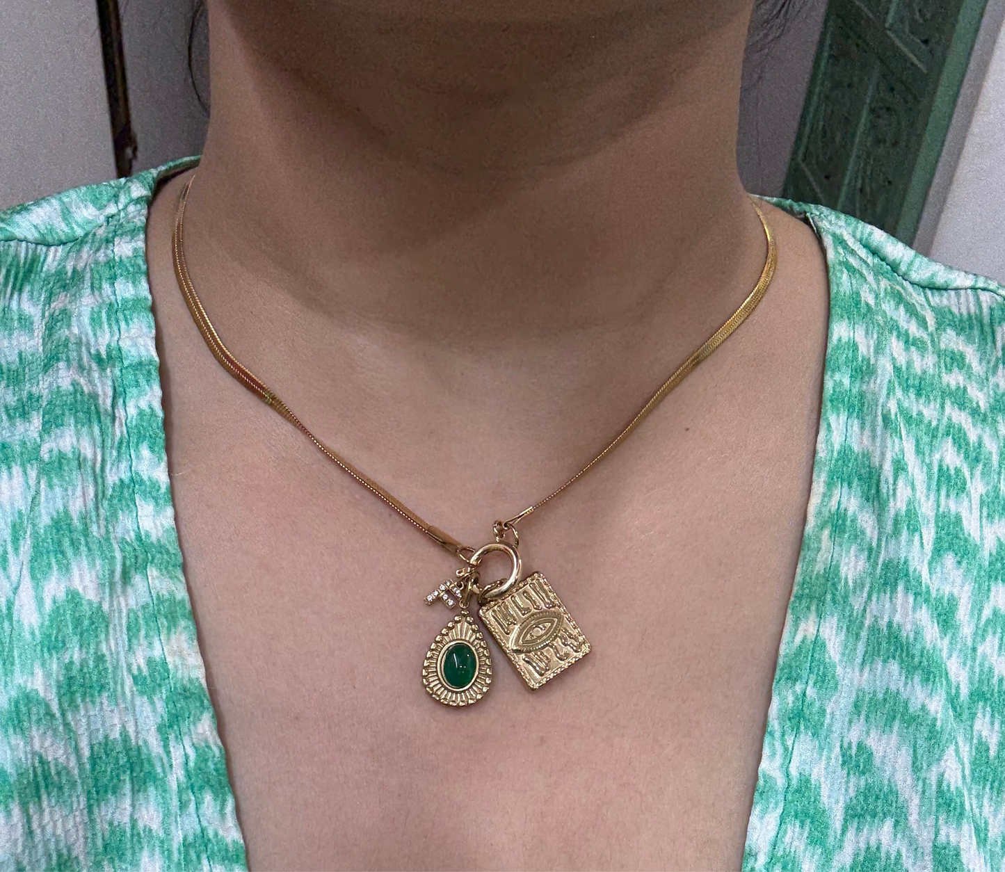 Golden Trio Pendant Necklace