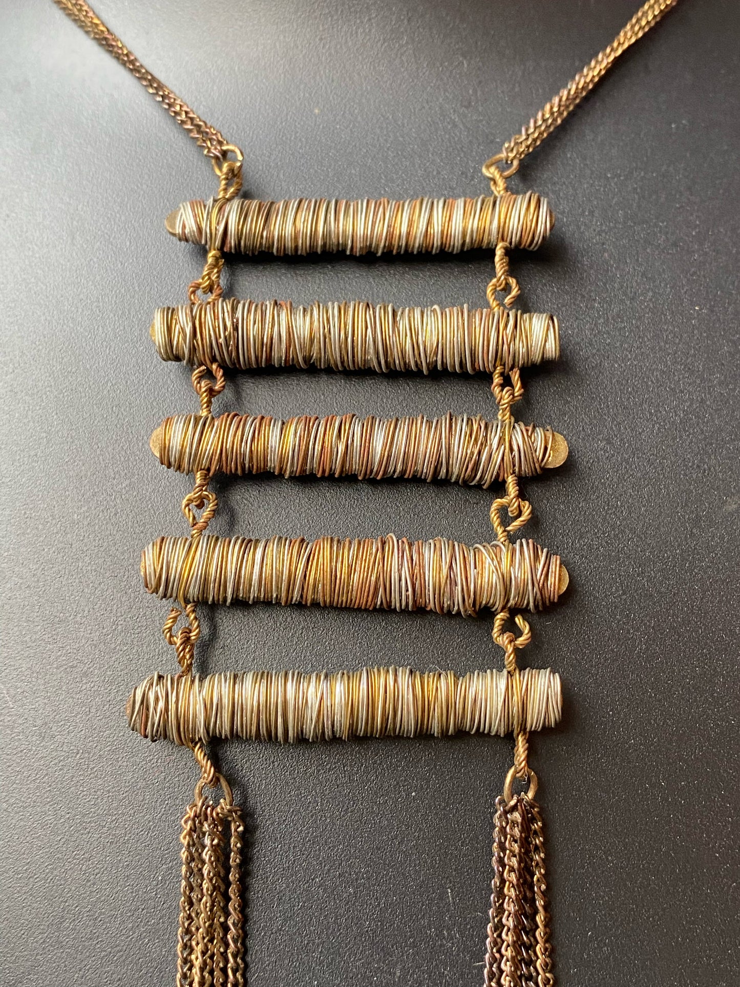 Antique Bronze Ladder Pendant Necklace