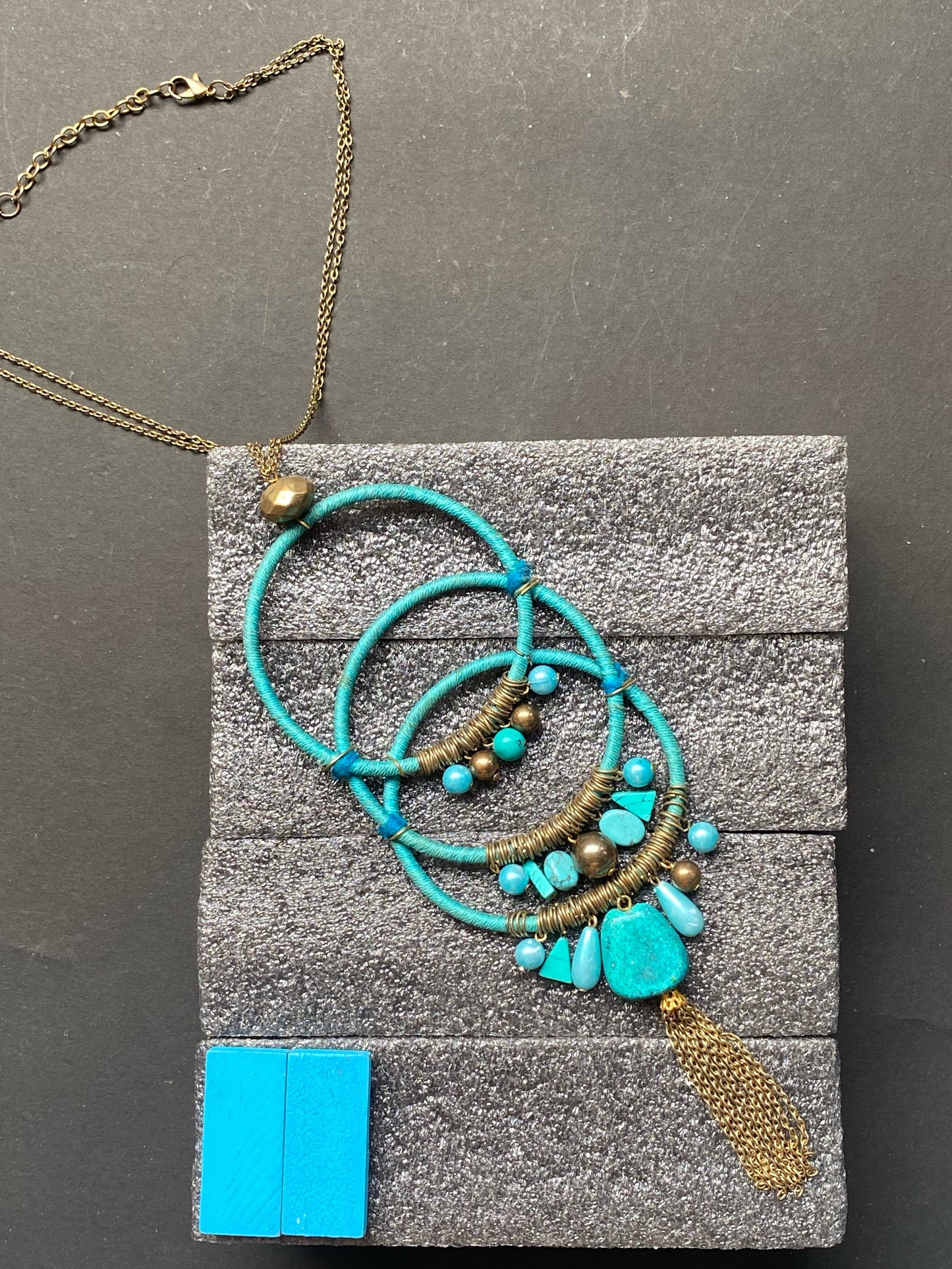 Boho Turquoise Hoop Pendant Necklace