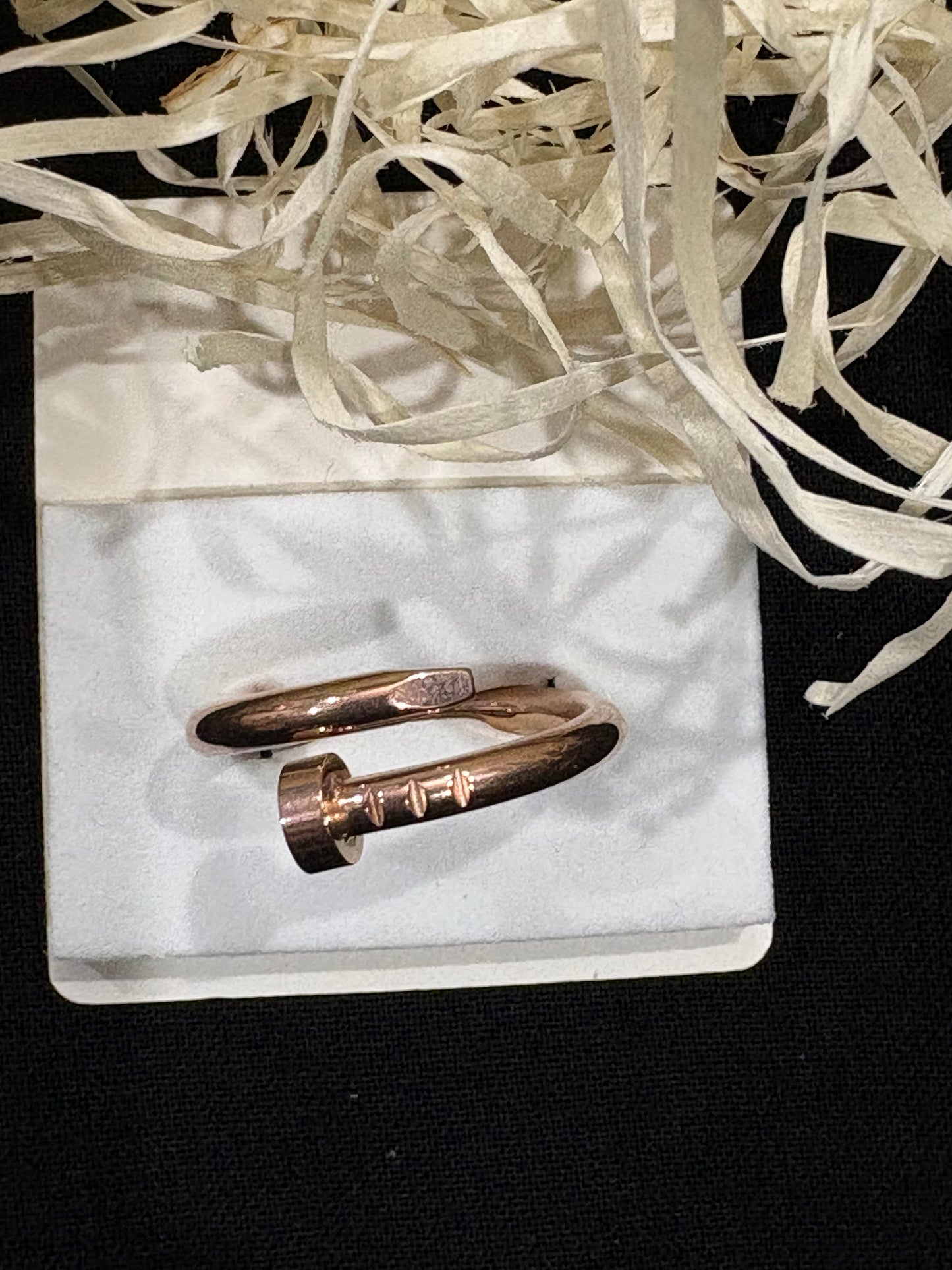 Rose Gold Nail-Inspired Adjustable Ring
