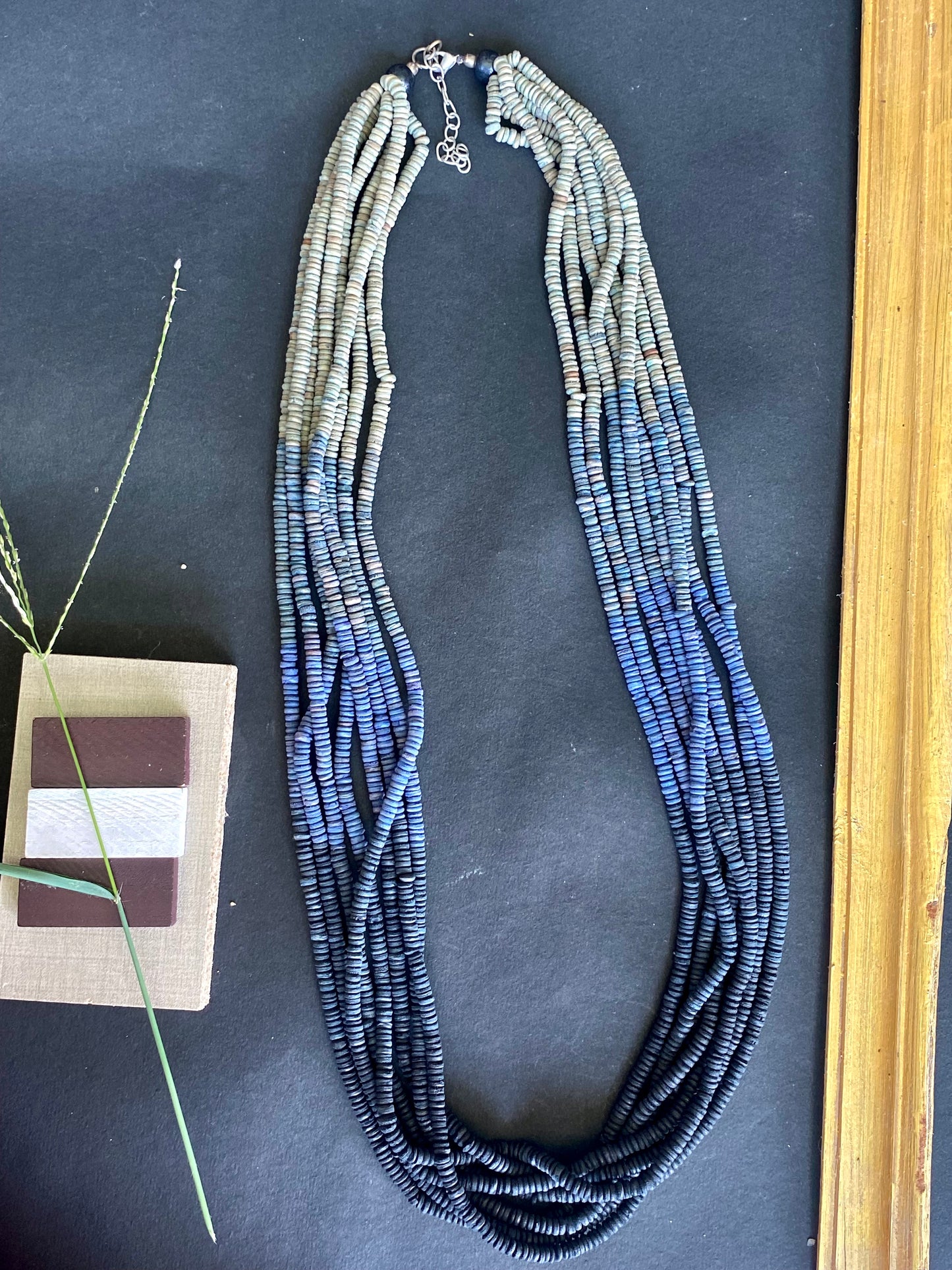 Ombre Blue Multi-Strand Beaded Necklace