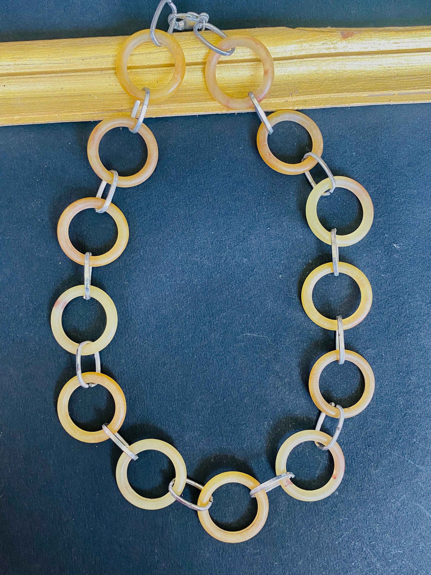 Bold Circular Link Horn Necklace
