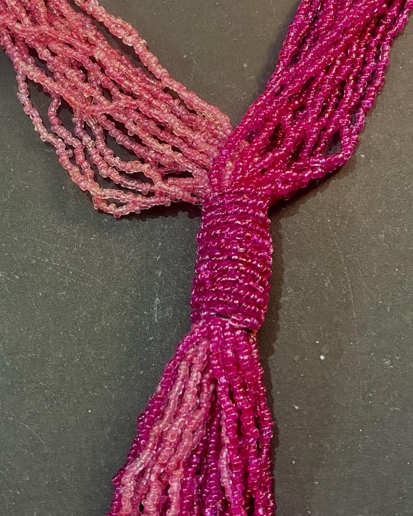 Pink Ombre Beaded Tassel Necklace