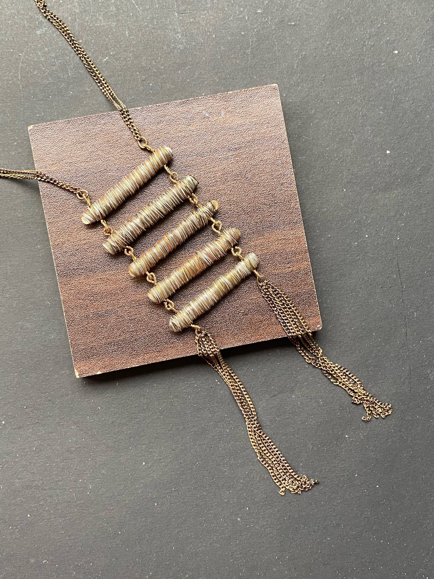 Antique Bronze Ladder Pendant Necklace