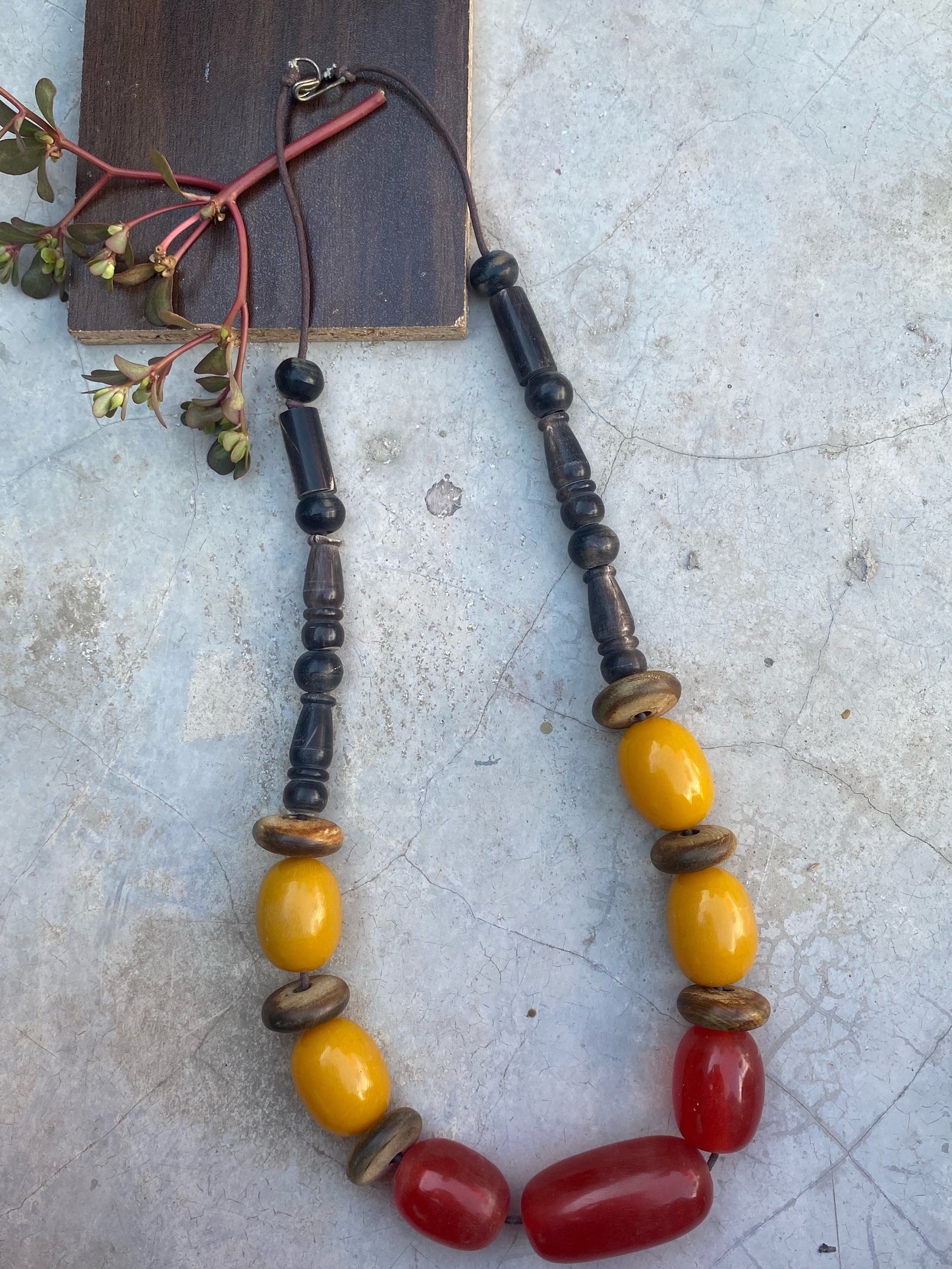 Bold Earthtone Tribal Beaded Necklace