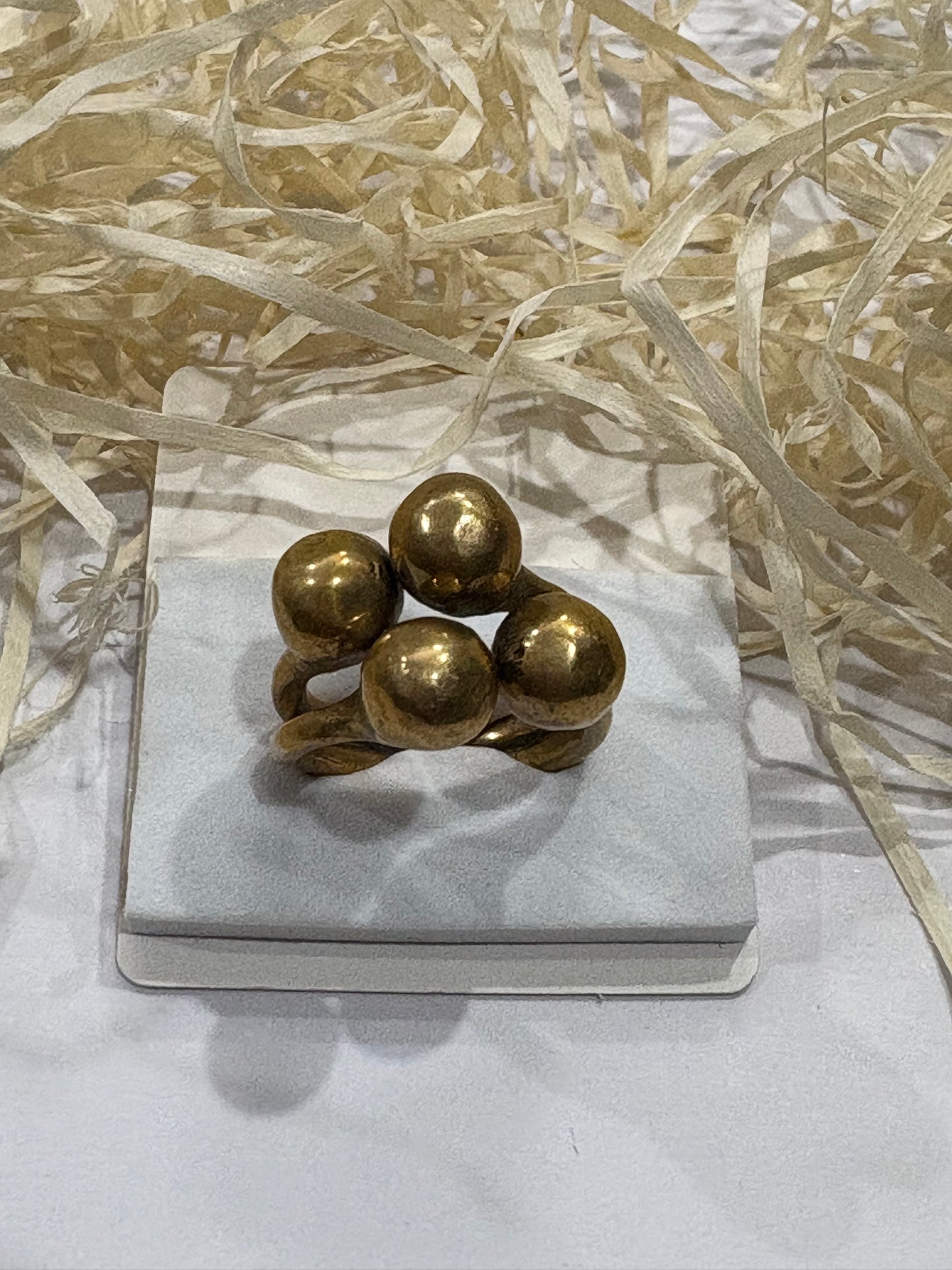 Bold Brass Cluster Ring – Handcrafted Statement Jewelry