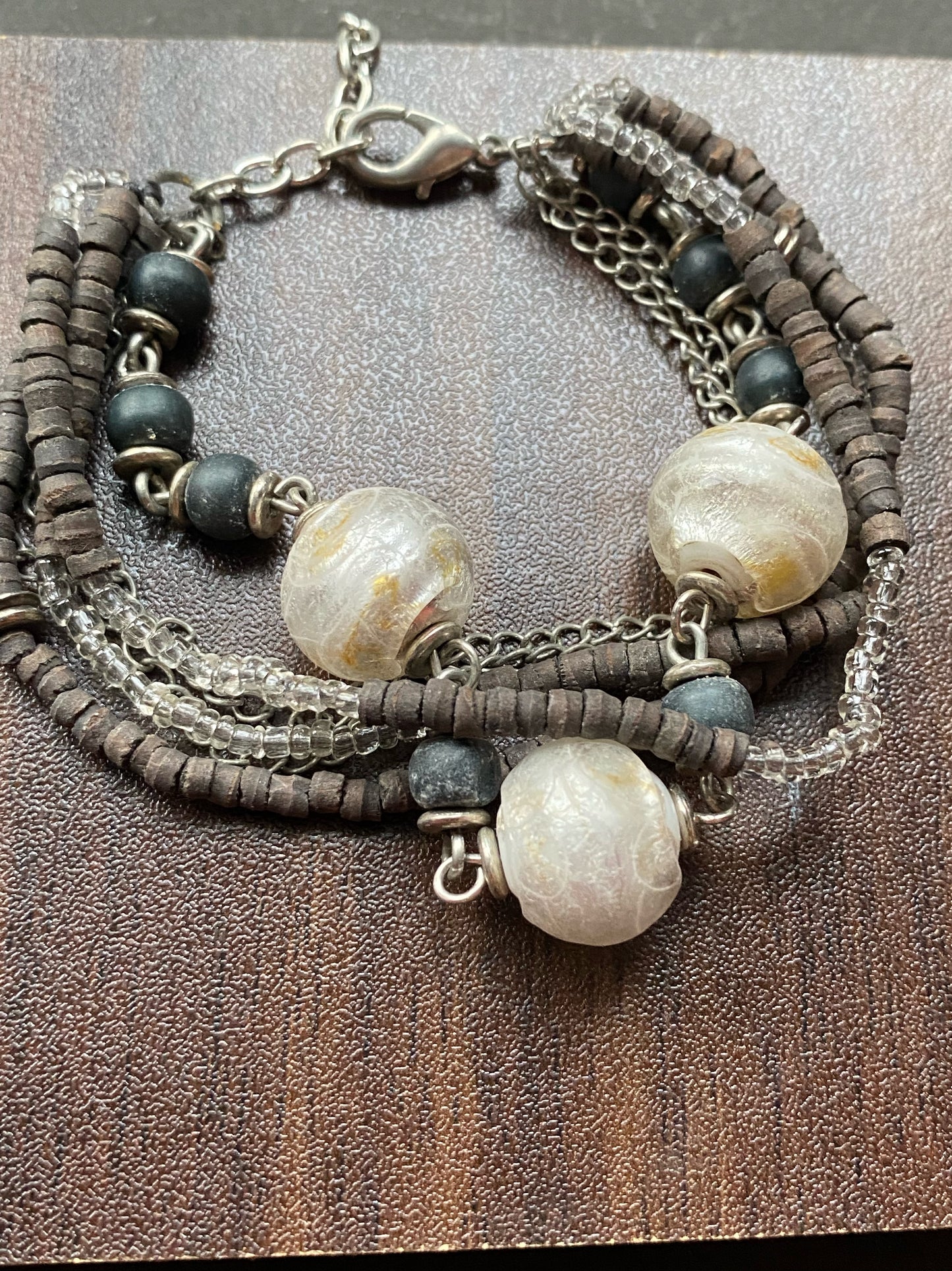 Handcrafted Multi-Layer Beaded Bracelet & Handcrafted Multi-Layer Necklace with Matching Earrings