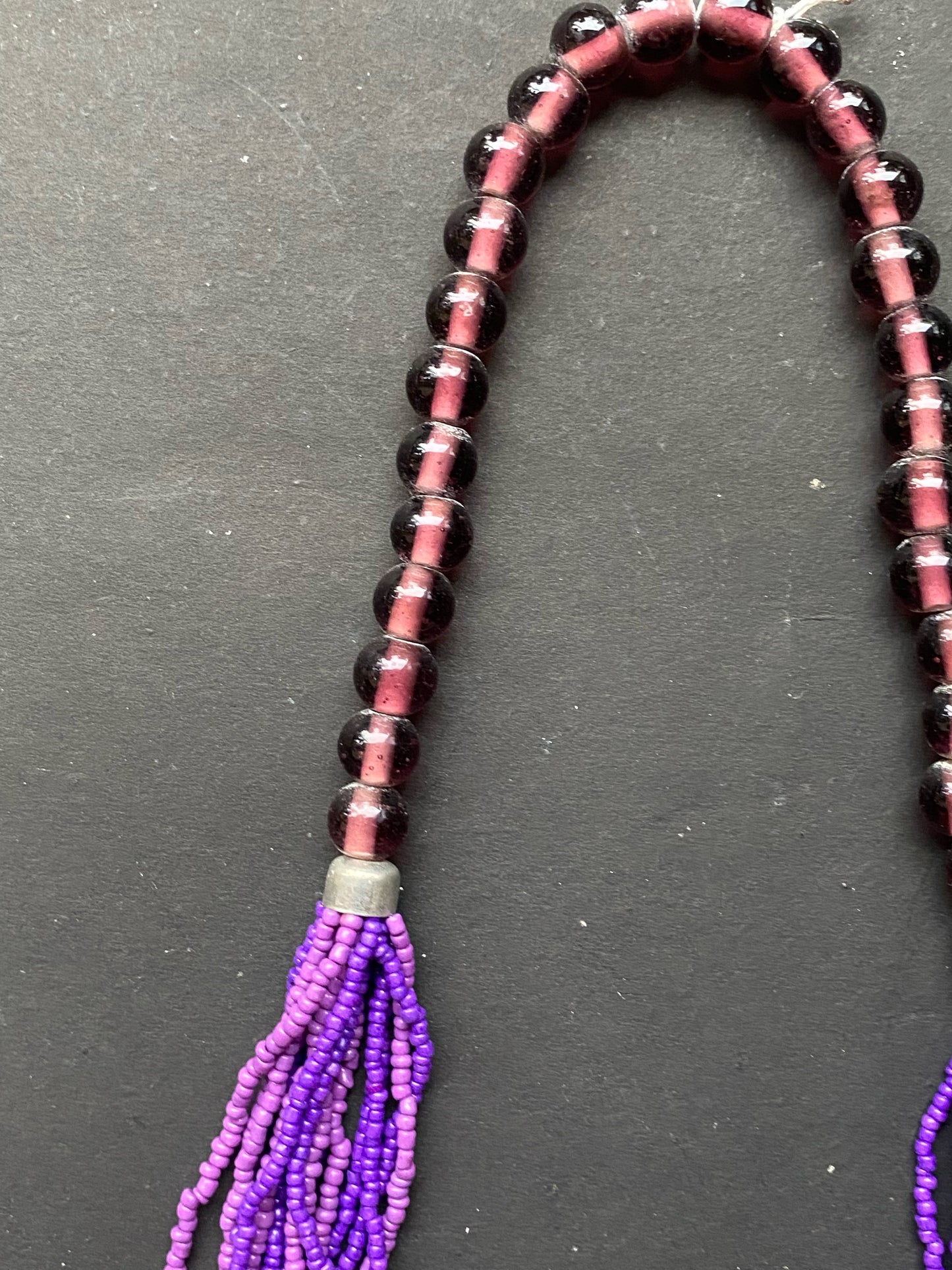 Handmade Multi-Strand Beaded Necklace – Purple & Wine