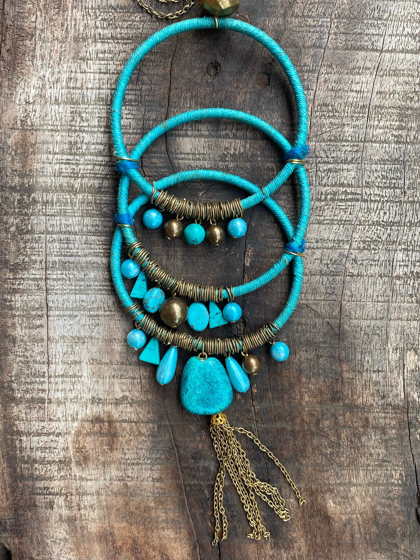 Boho Turquoise Hoop Pendant Necklace