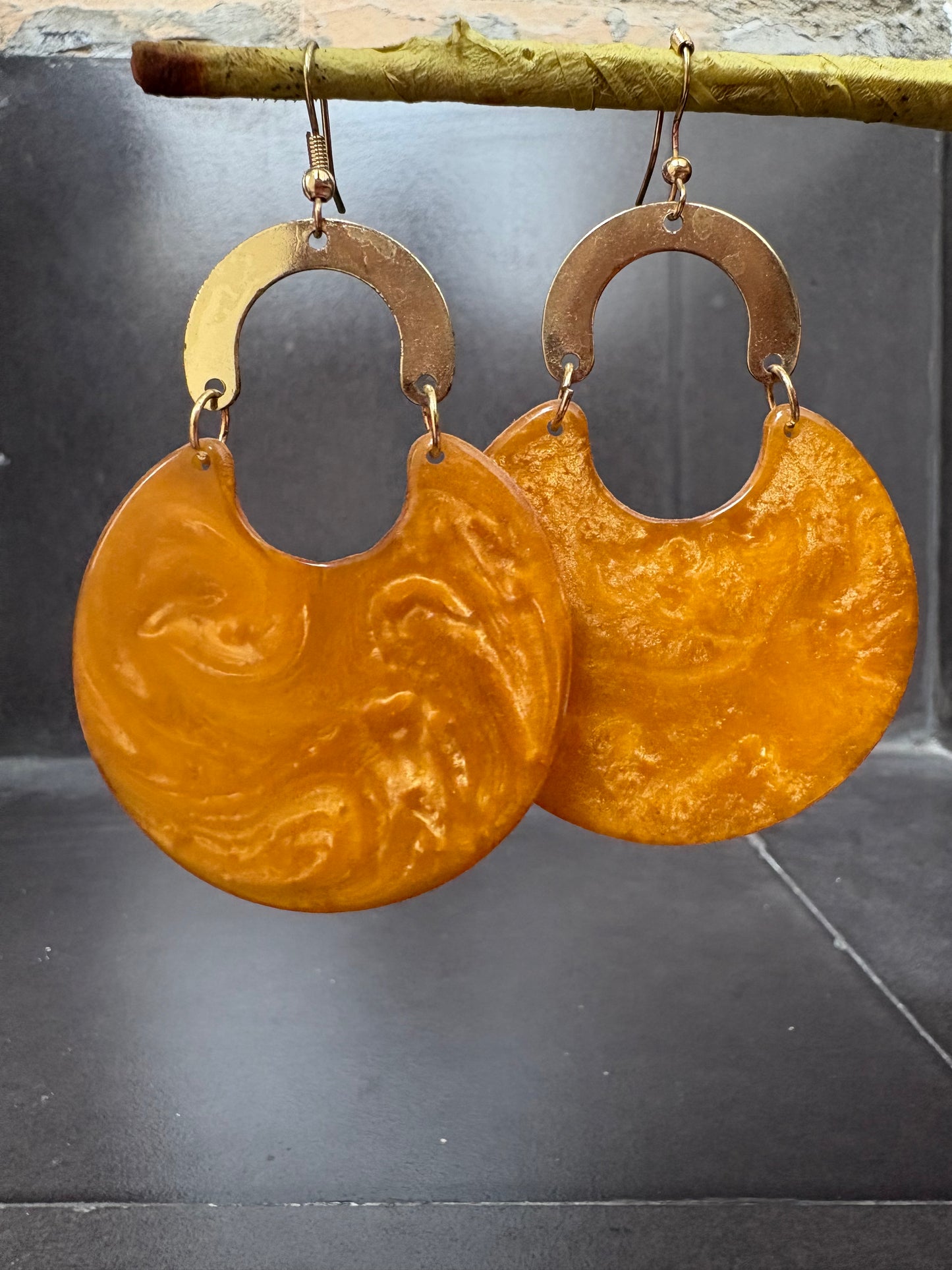 Golden Swirl Statement Earrings