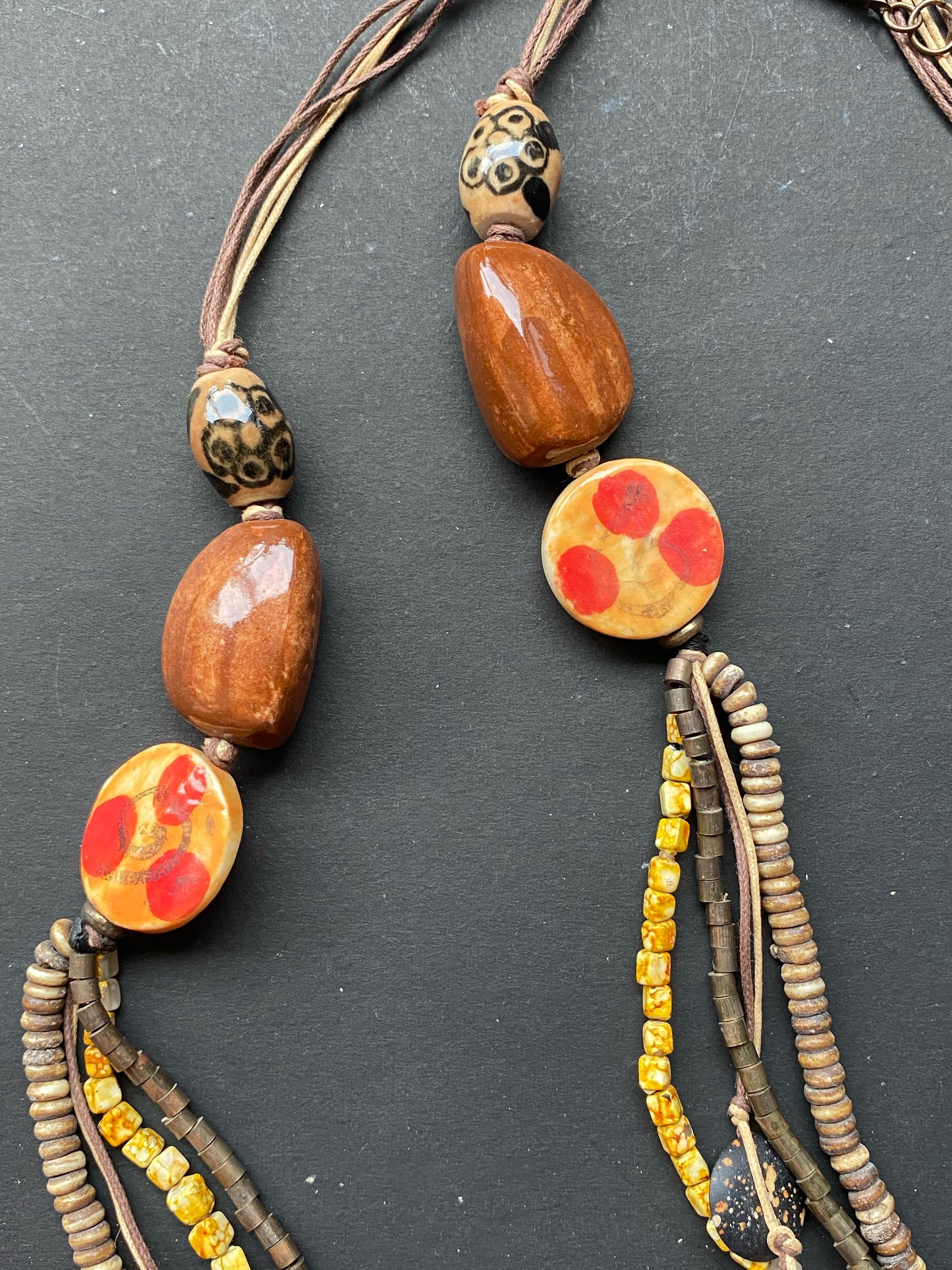 Red Floral Beaded Chain Necklace