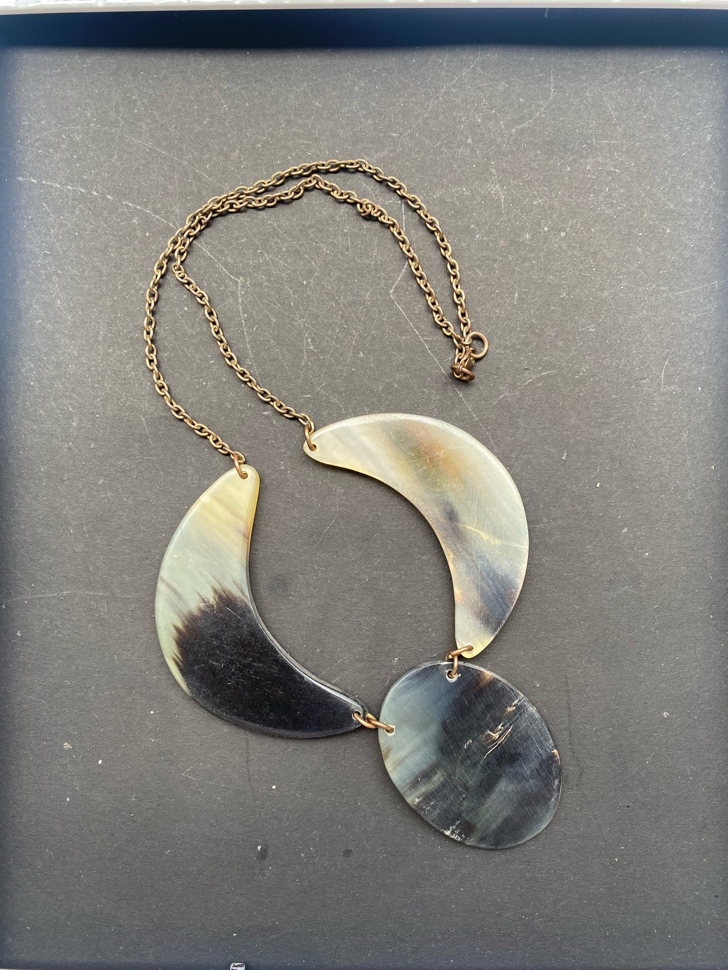 Handcrafted Horn Statement Necklace – Crescent & Oval Design