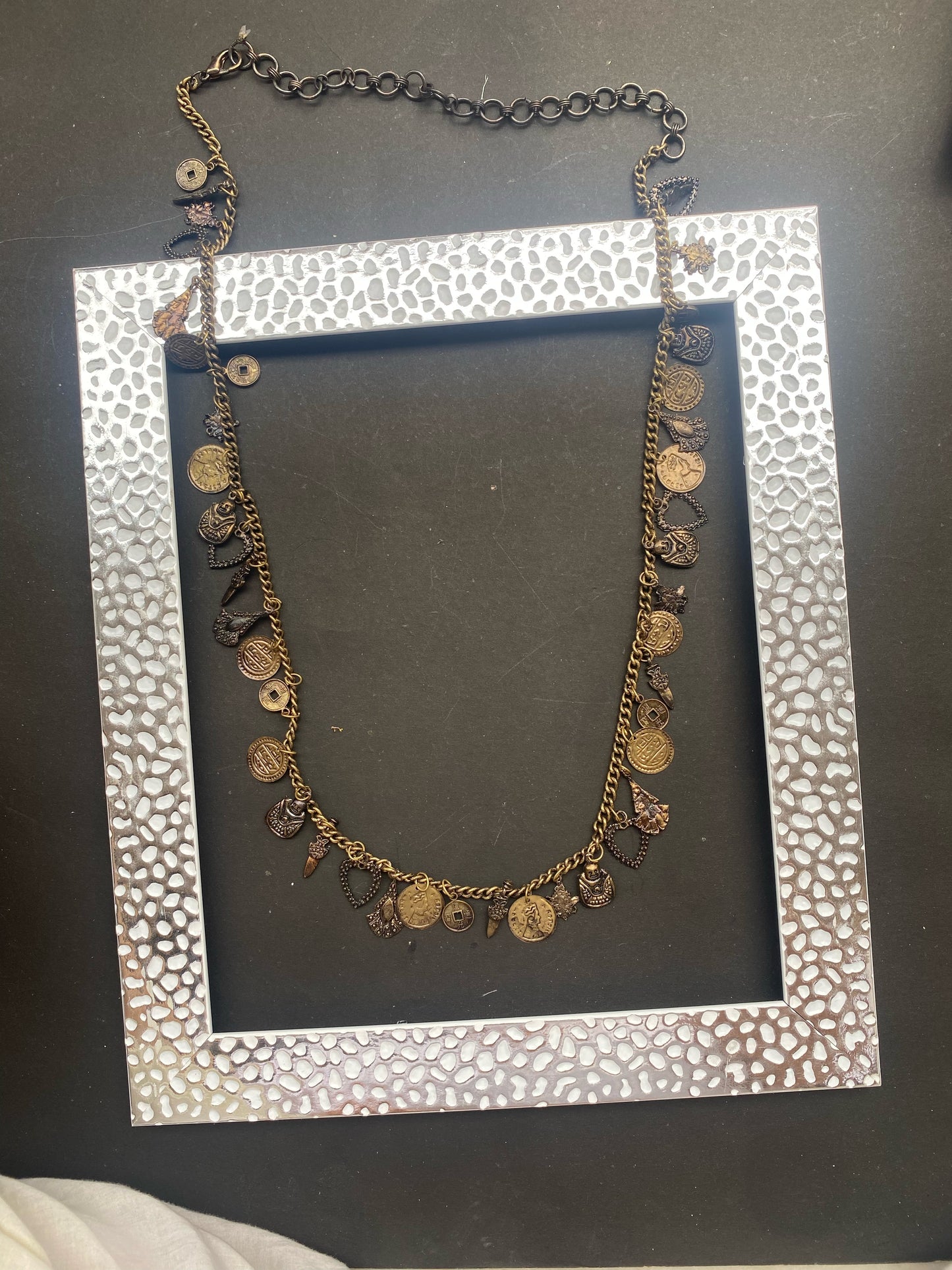 Antique Gold Multi-Layer Coin & Charm Statement Necklace