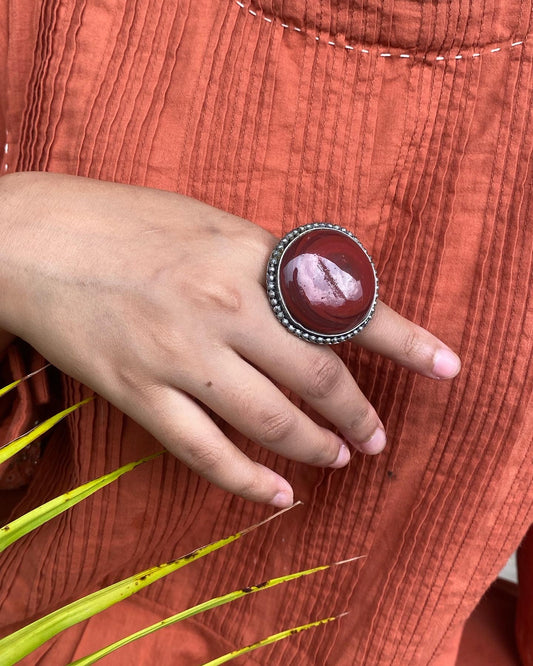 Bold Maroon Stone Statement Ring