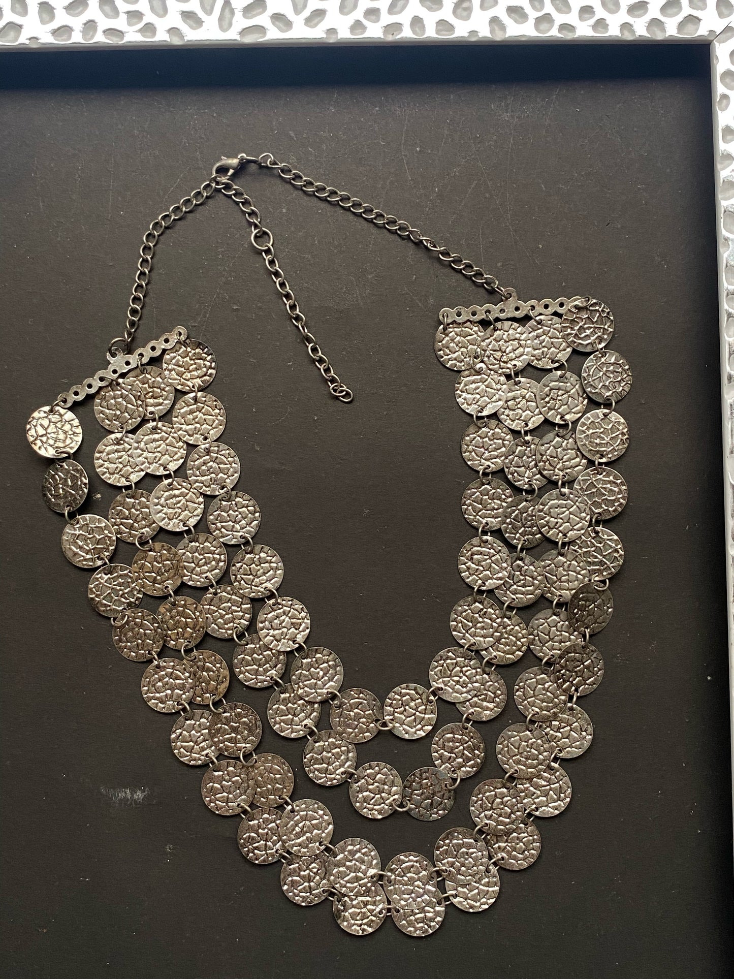 Handcrafted Silver-Toned Coin Statement Necklace