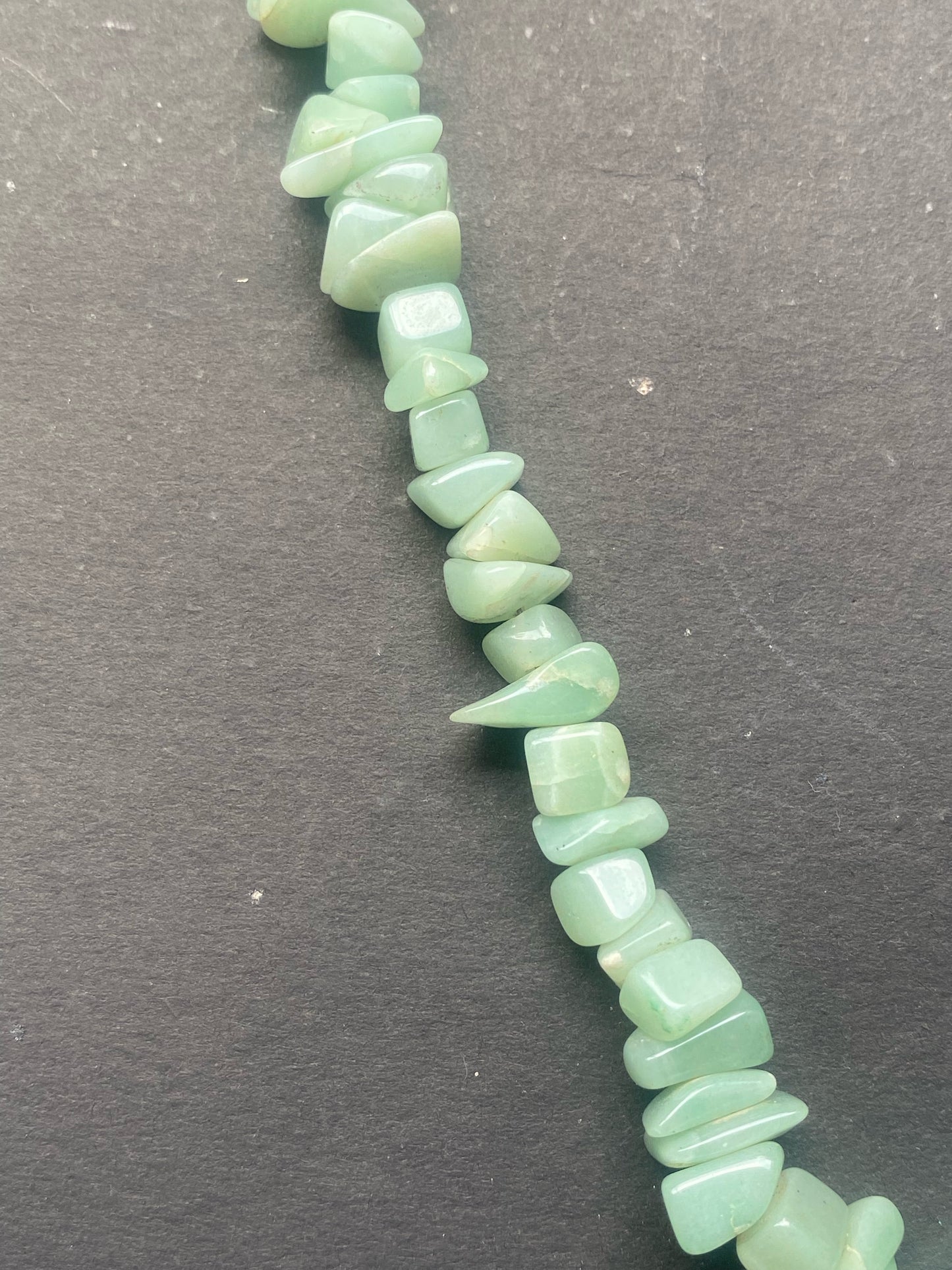 Green Gemstone Chip Necklace with Natural Stone Pendant