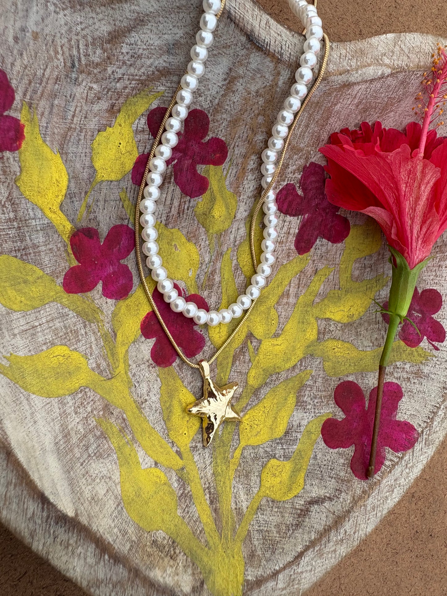 Pearl & Starfish Layered Necklace