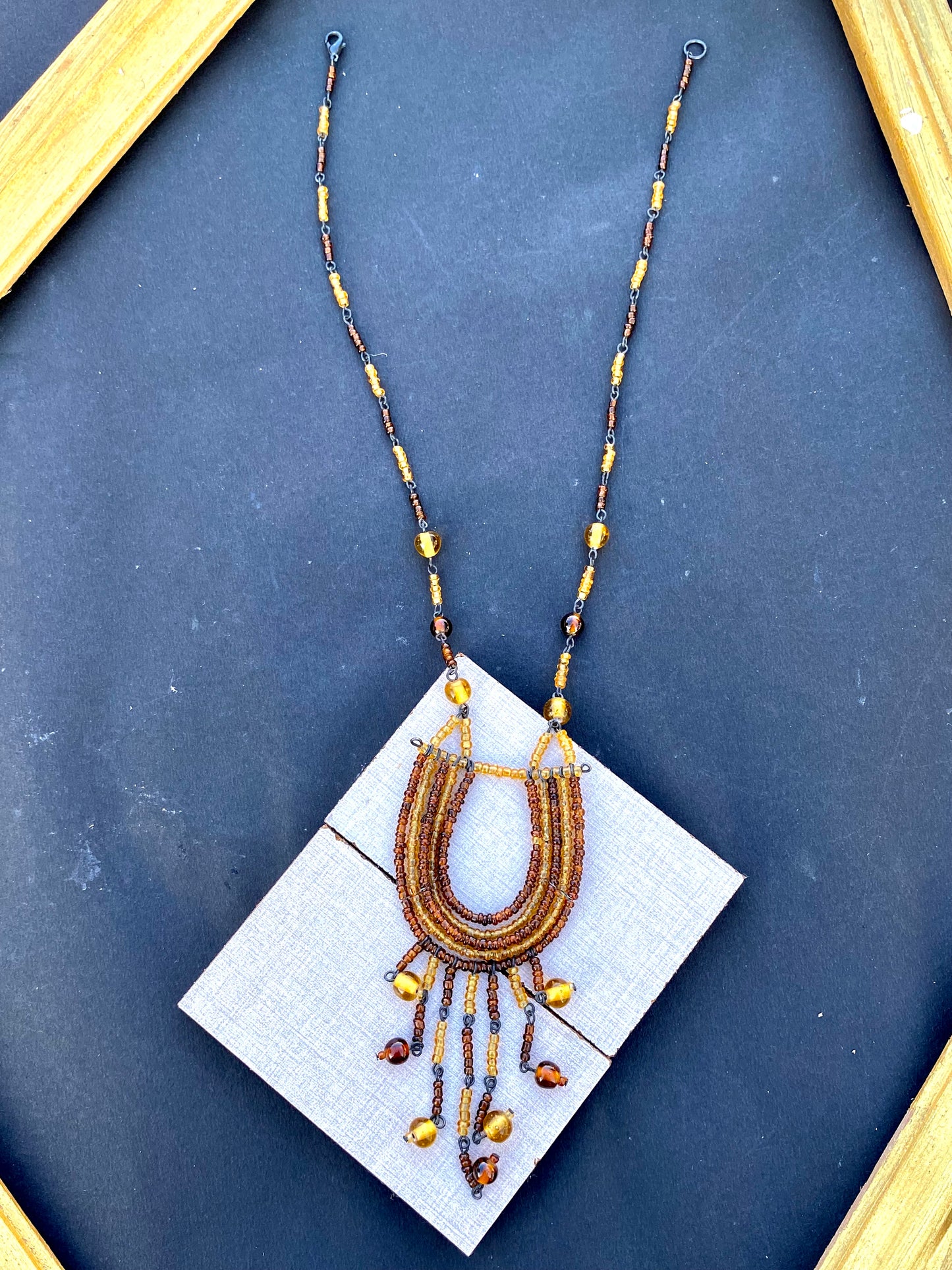 Rustic Earth Beaded Fringe Necklace