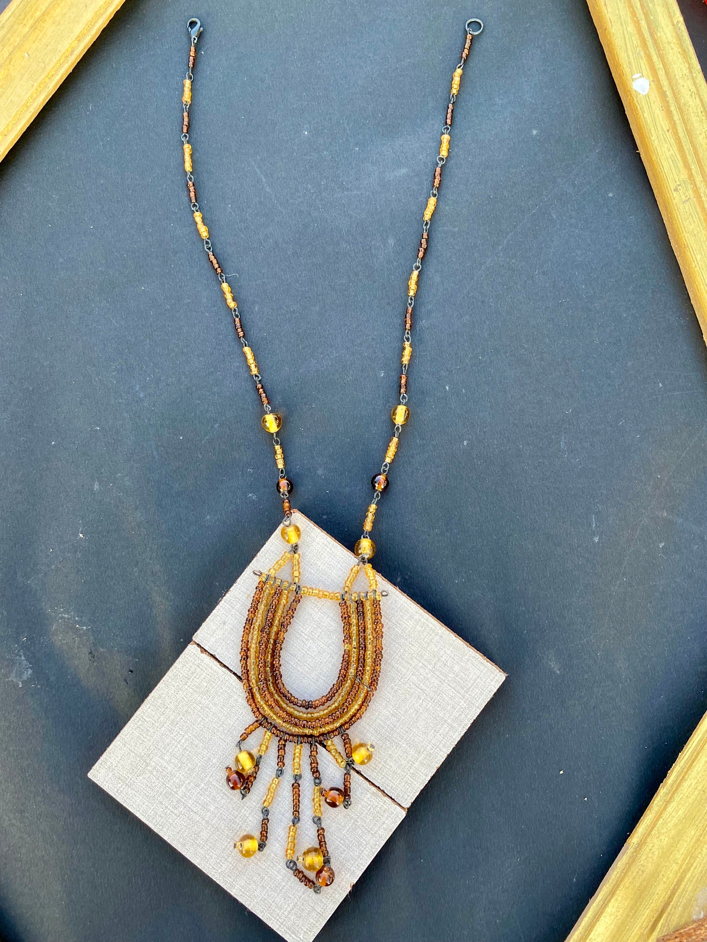 Rustic Earth Beaded Fringe Necklace