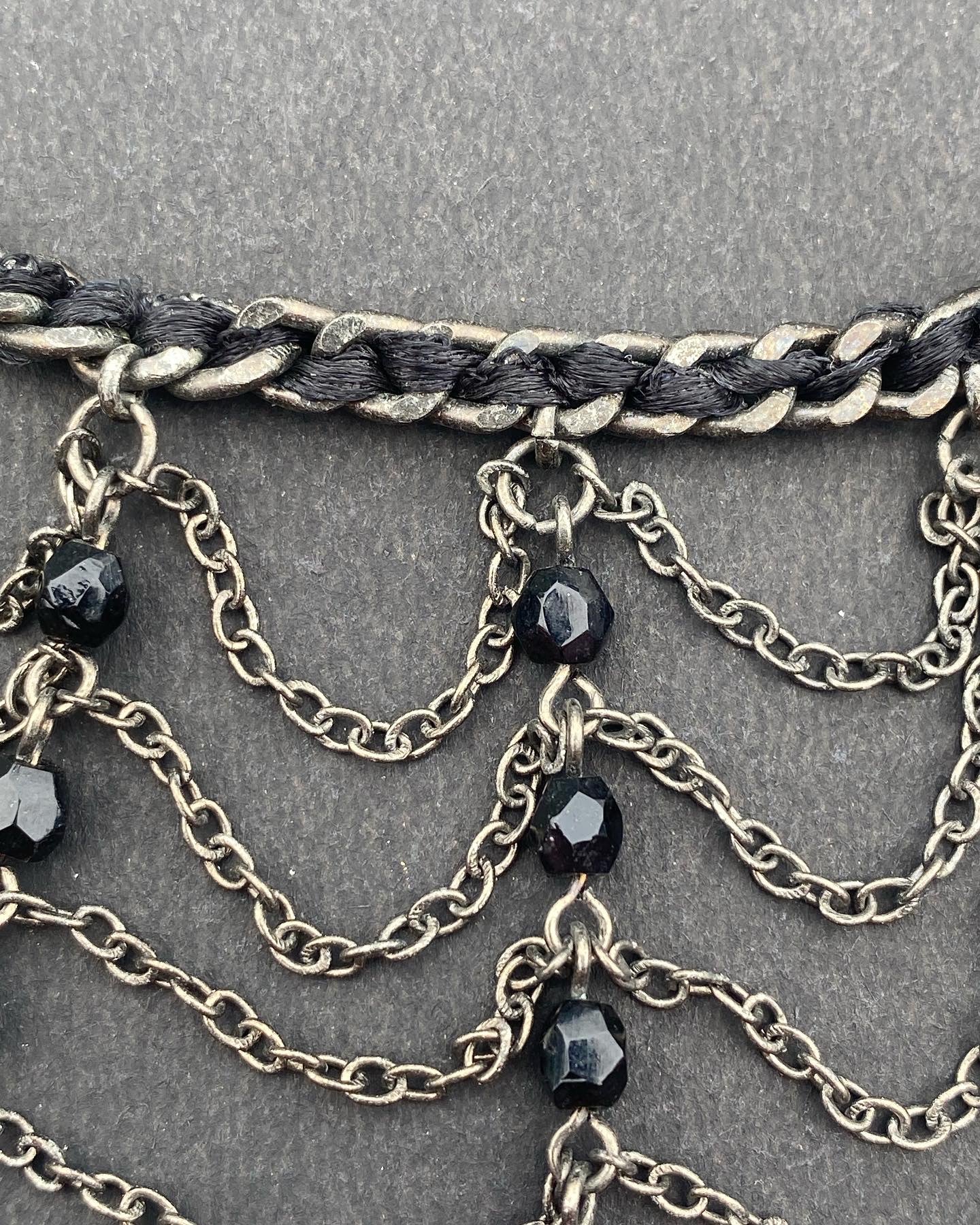 Gothic Black Cascading Chain Fringe Necklace