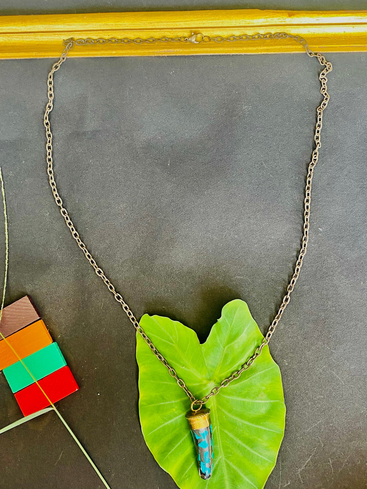 Tribal Blue Spike Pendant Necklace
