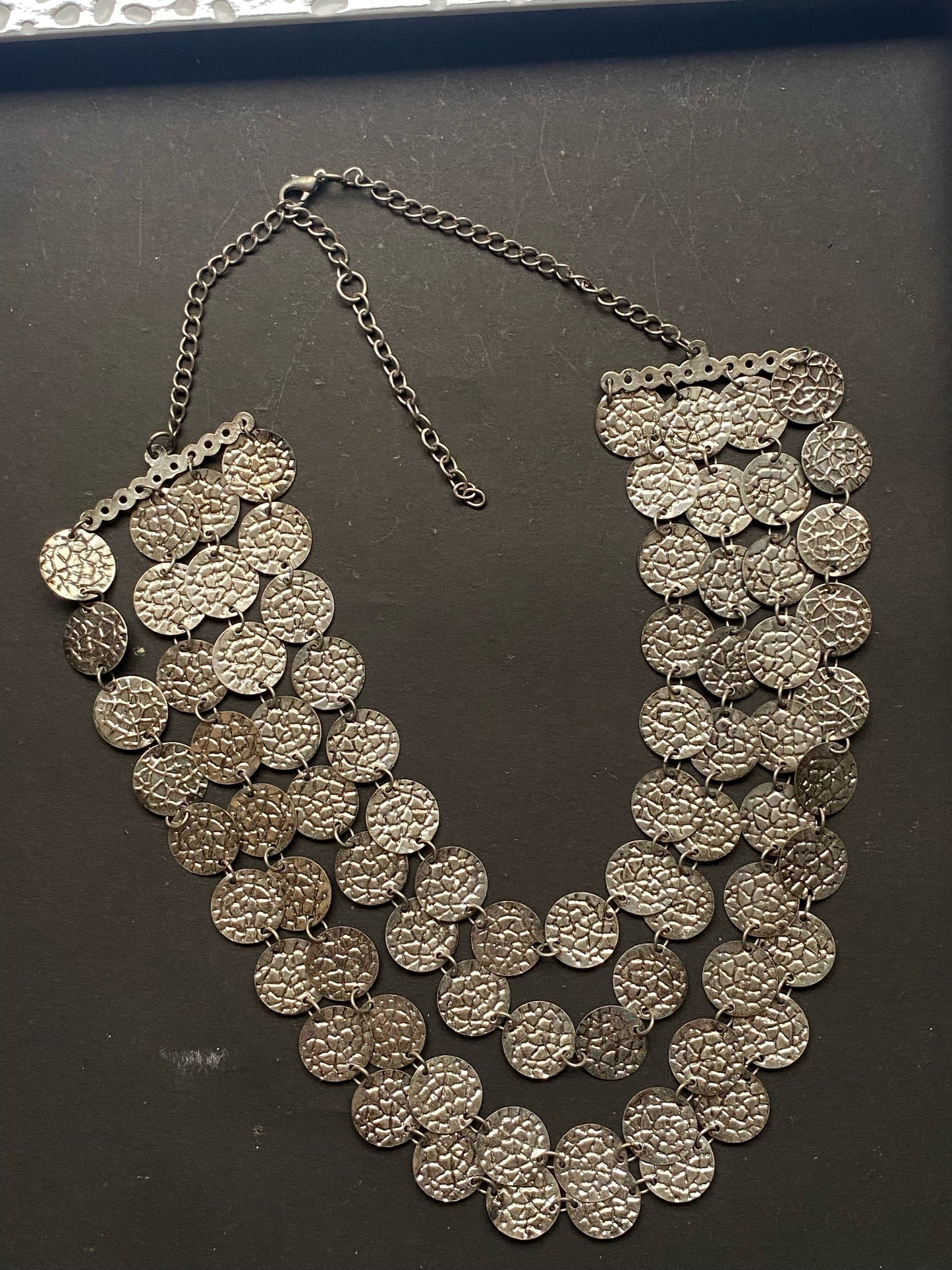 Handcrafted Silver-Toned Coin Statement Necklace