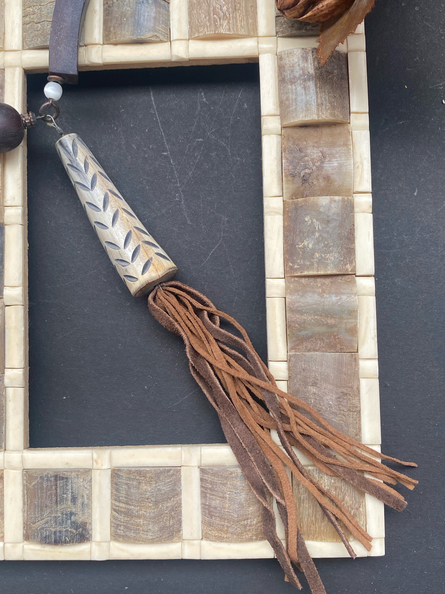 Rustic Bohemian Beaded Pendant Necklace