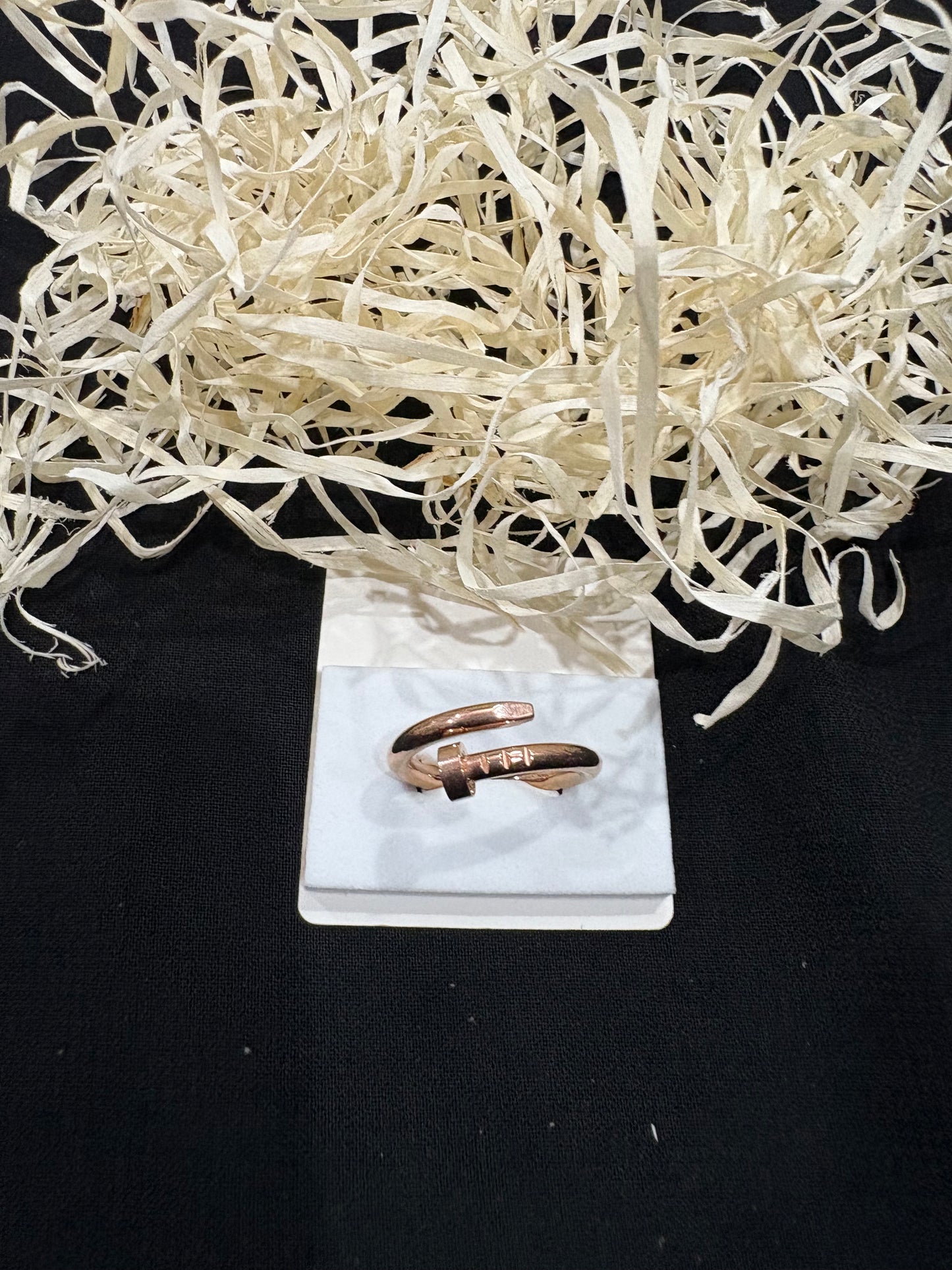 Rose Gold Nail-Inspired Adjustable Ring