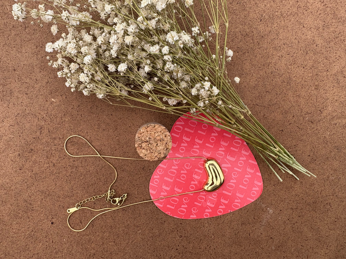 Golden Bean Pendant Necklace