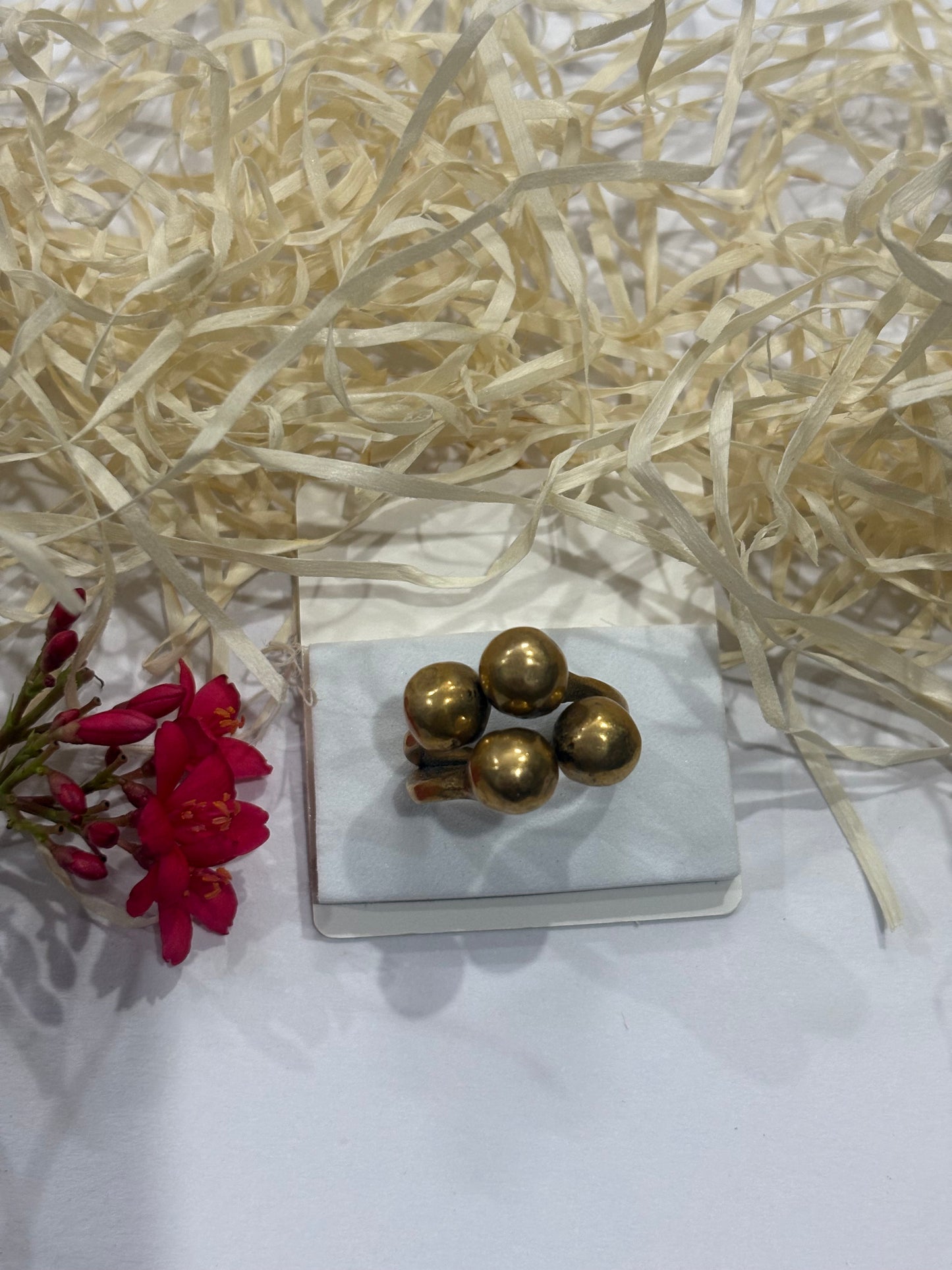 Bold Brass Cluster Ring – Handcrafted Statement Jewelry