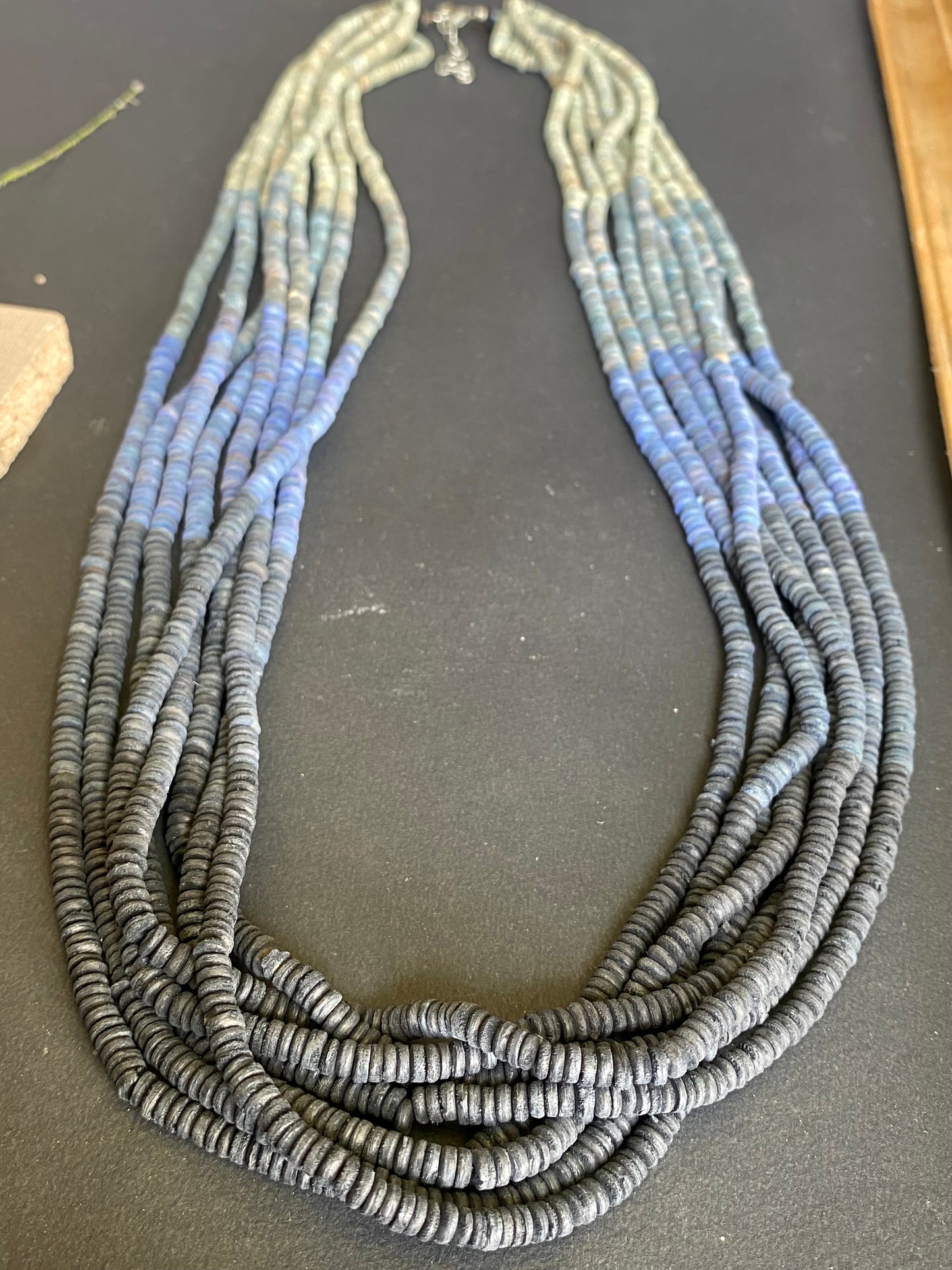 Ombre Blue Multi-Strand Beaded Necklace