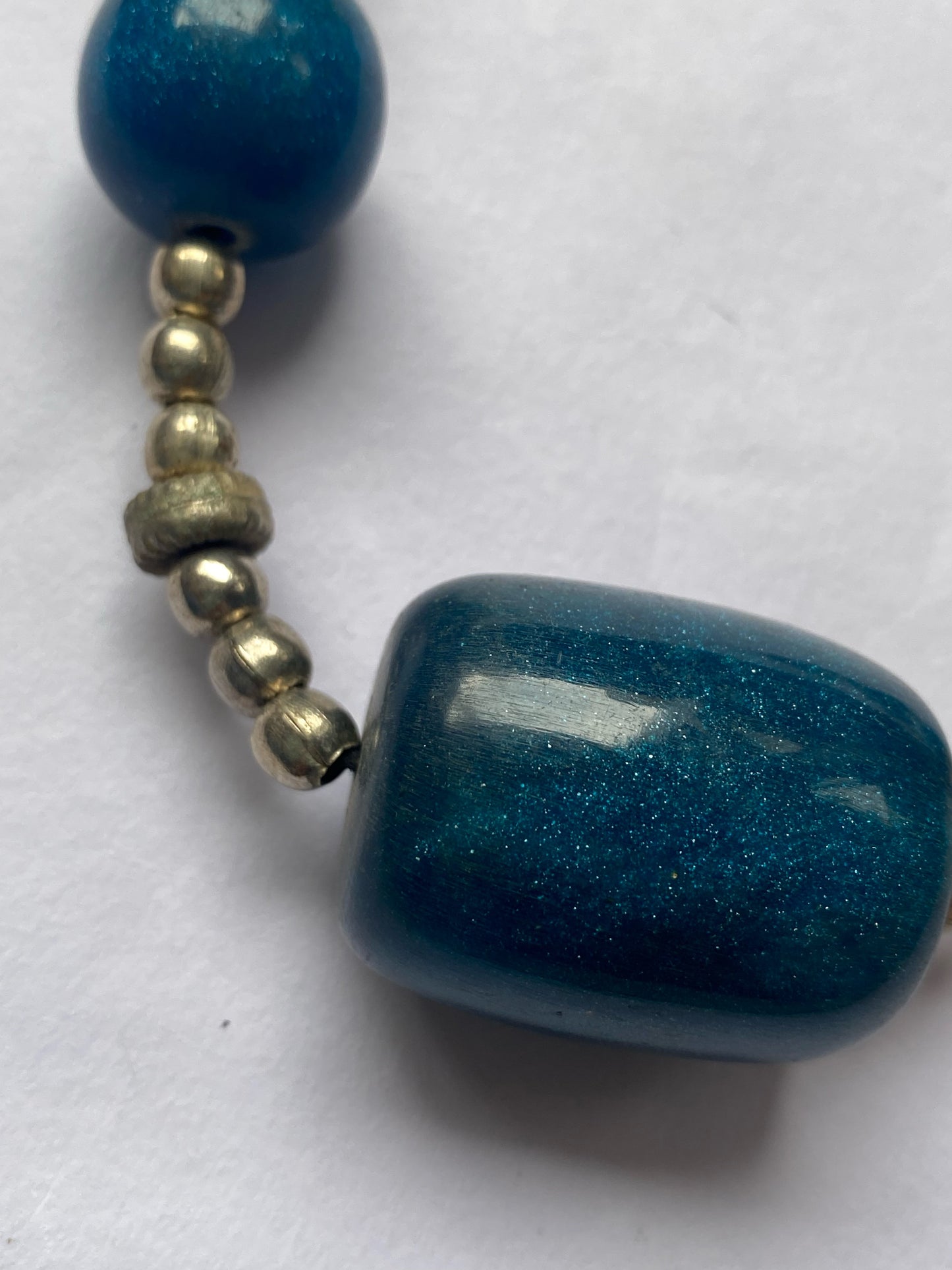 Bohemian Blue Bead Necklace with Artistic Brooch