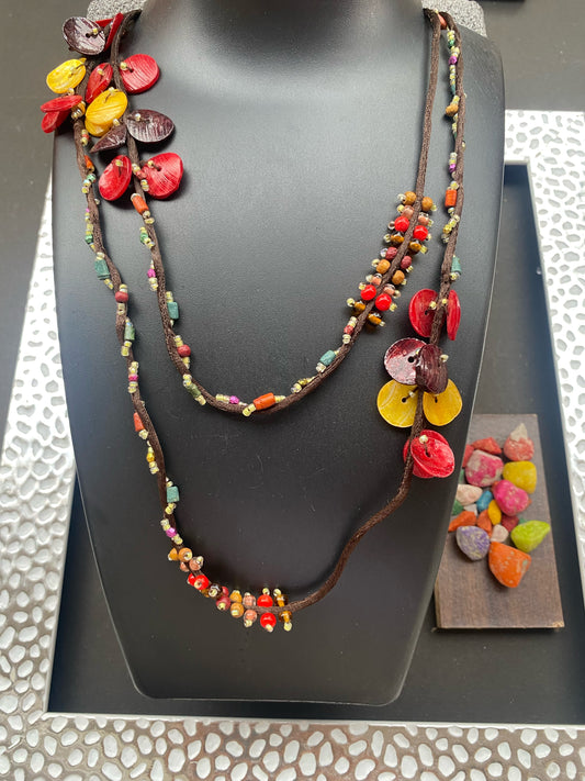 Boho Multicolor Shell & Bead Layered Necklace