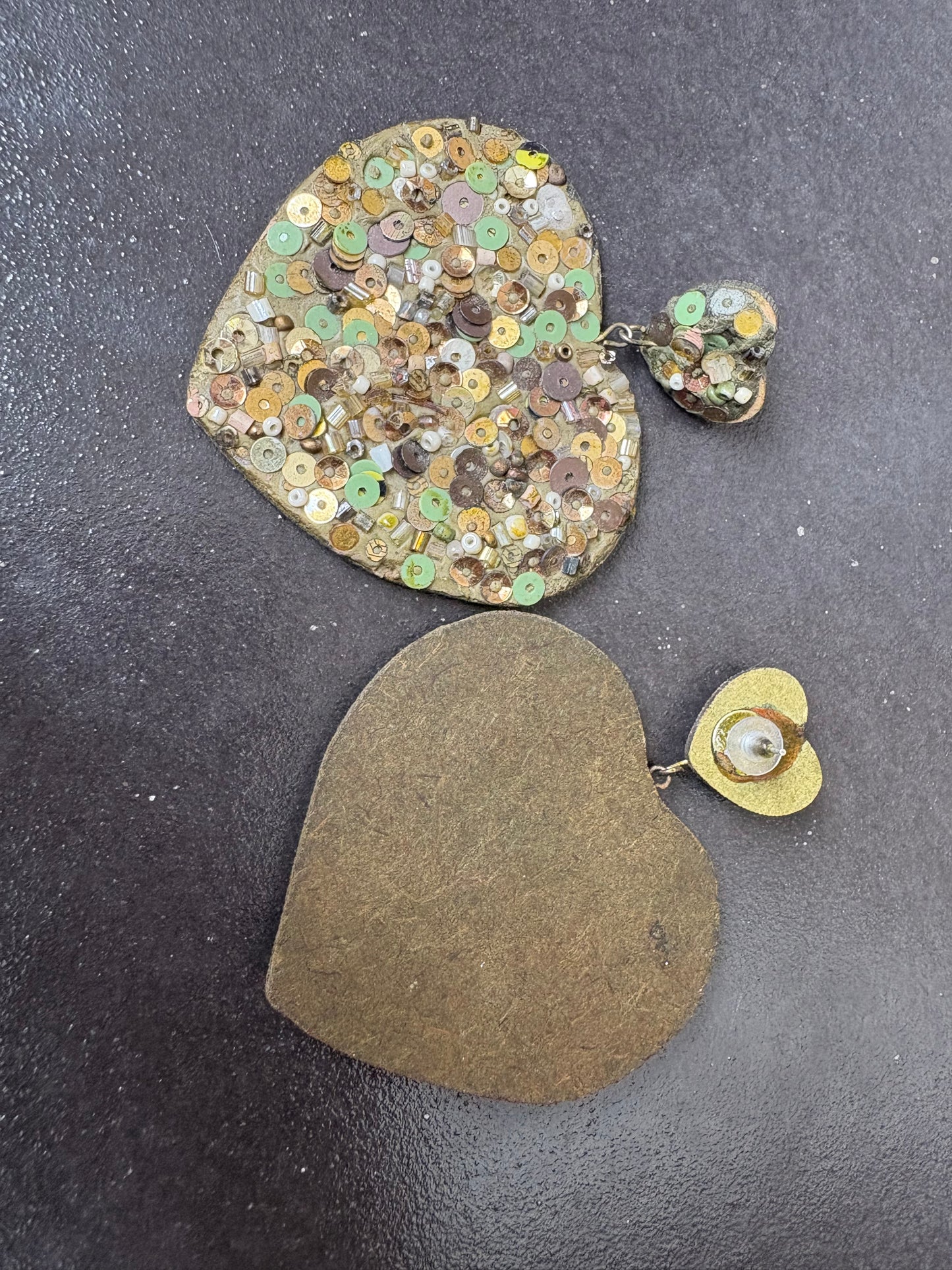 Heart Sequin Statement Earrings