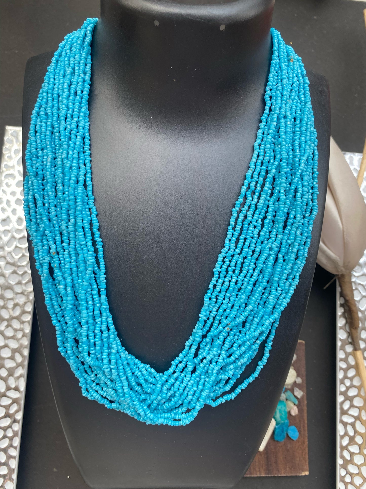 Multi-Strand Turquoise Beaded Necklace – Beachy Boho Vibes