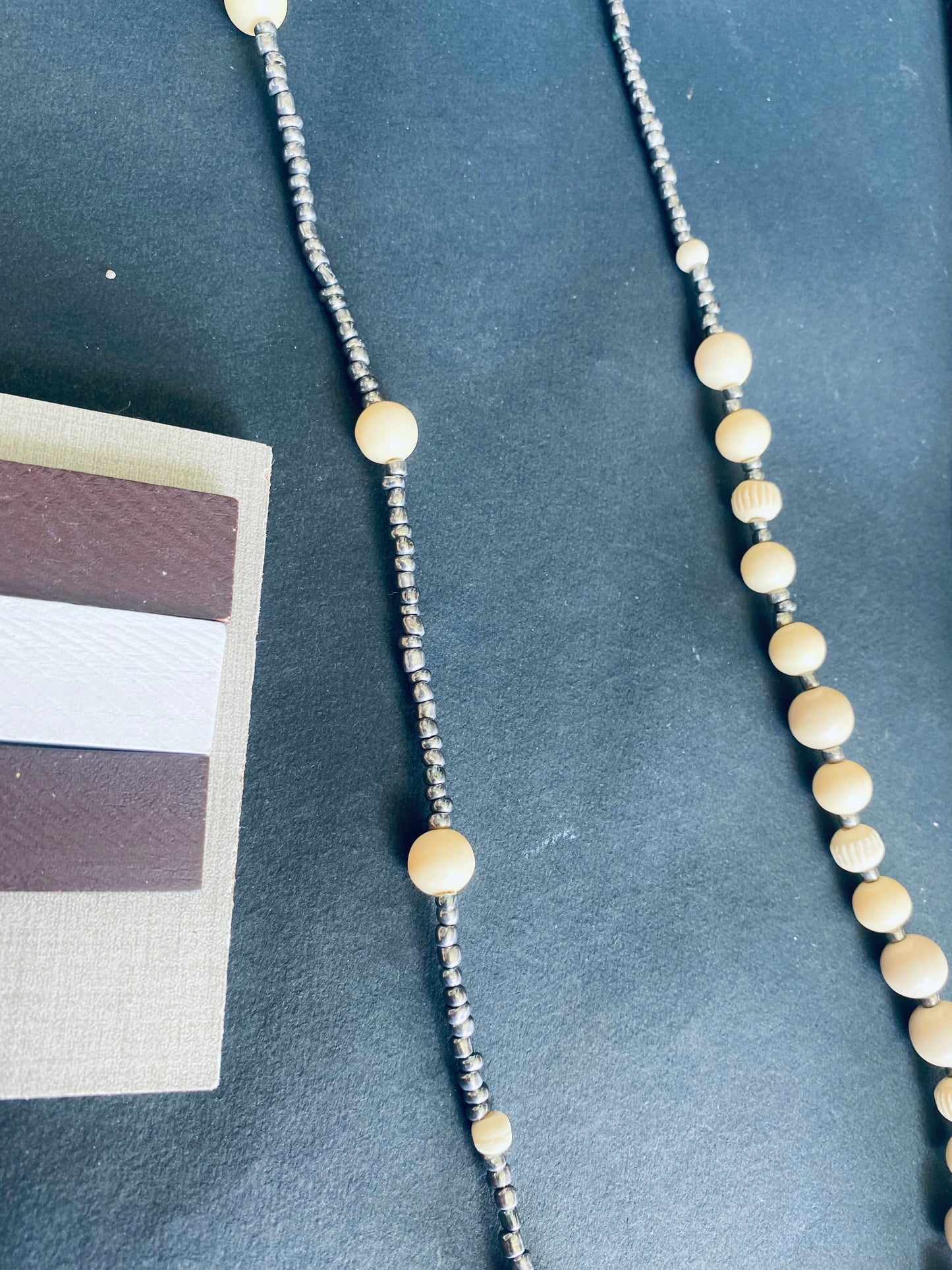Golden Clay & Black Bead Boho Necklace