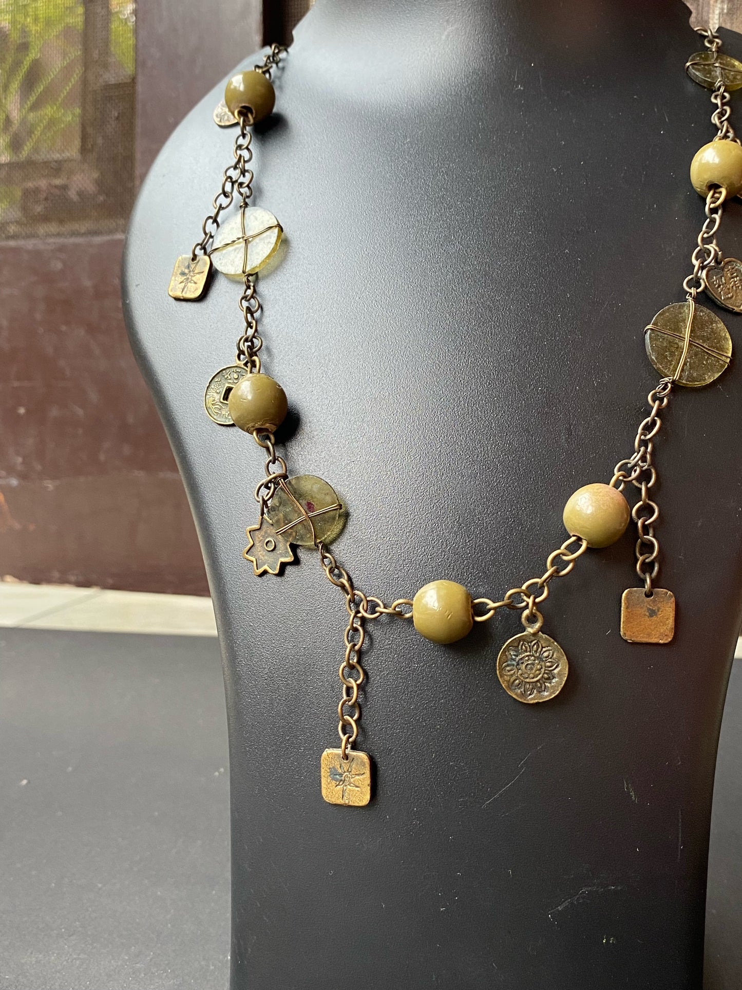 Boho Antique Coin & Bead Necklace
